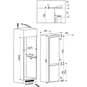 Whirlpool art 9810/a+, 193 см, двухкамерный, морозильная камера снизу