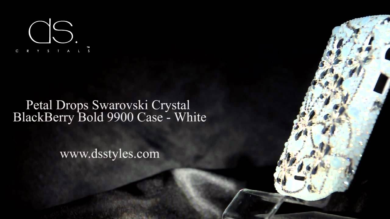 Dsstyles petal drops swarovski crystal blackberry bold 9900 phone case - white