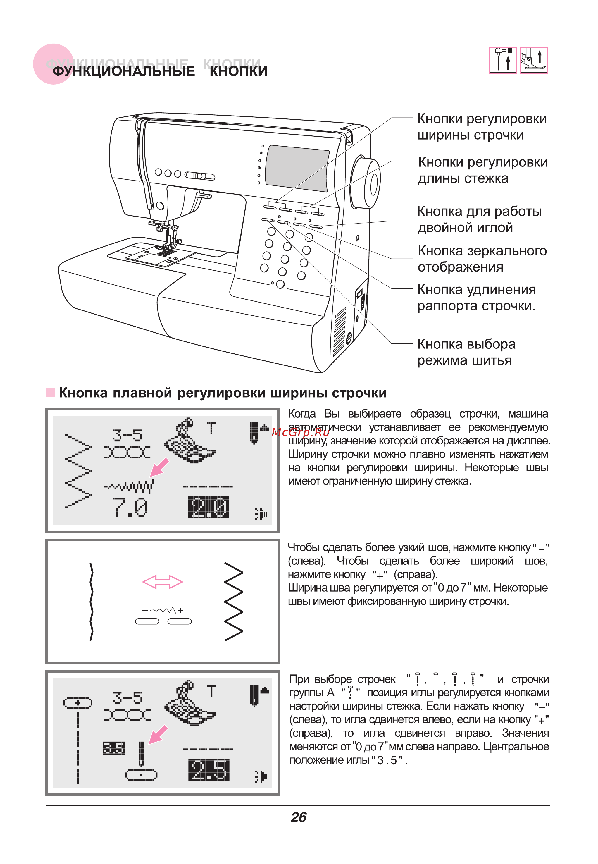 Astralux 9910 [31/86] Кнопка плавной регулировки ширины строчки