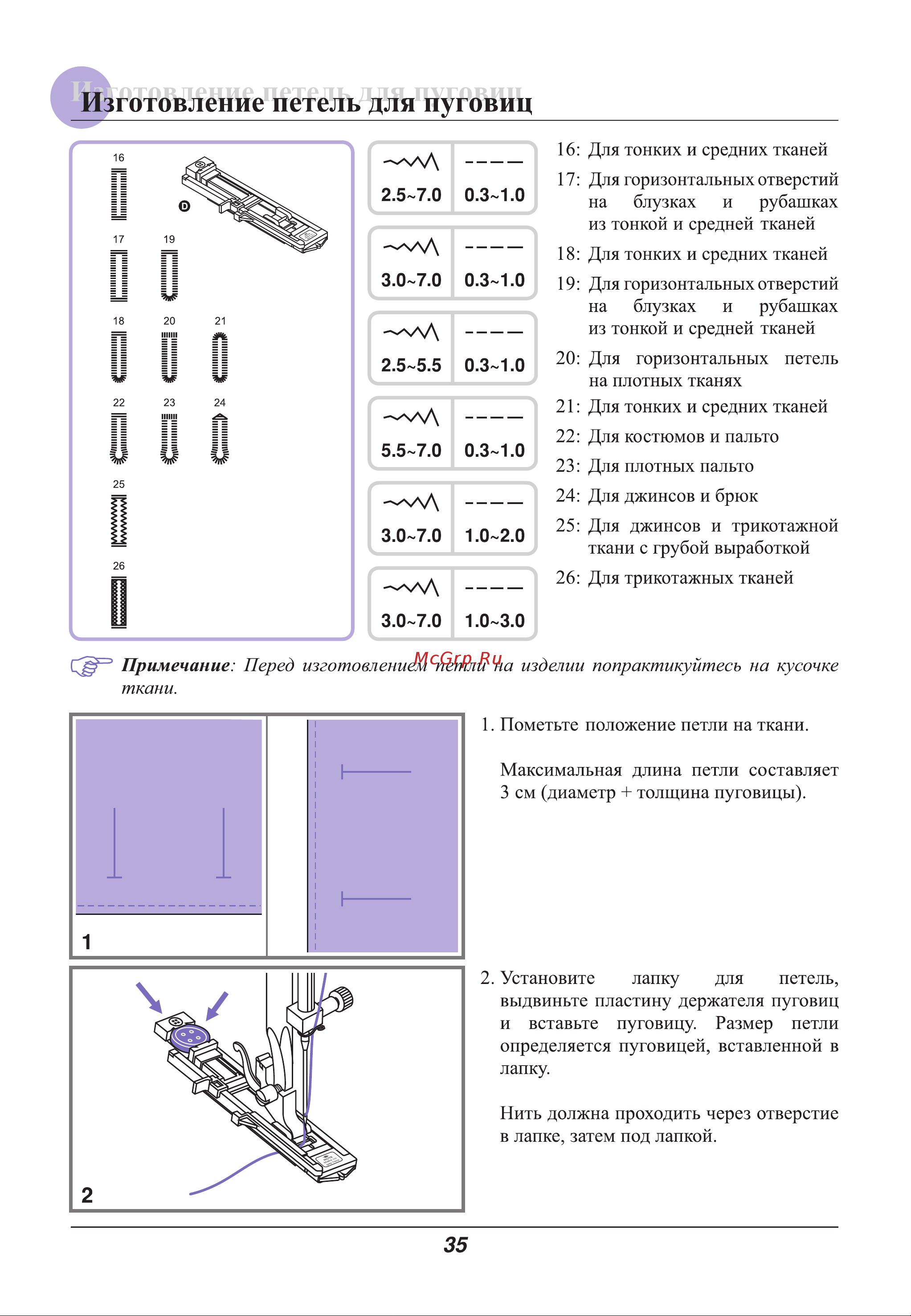 Astralux 9800 / 9810 [40/79] Изготовление петель для пуговиц