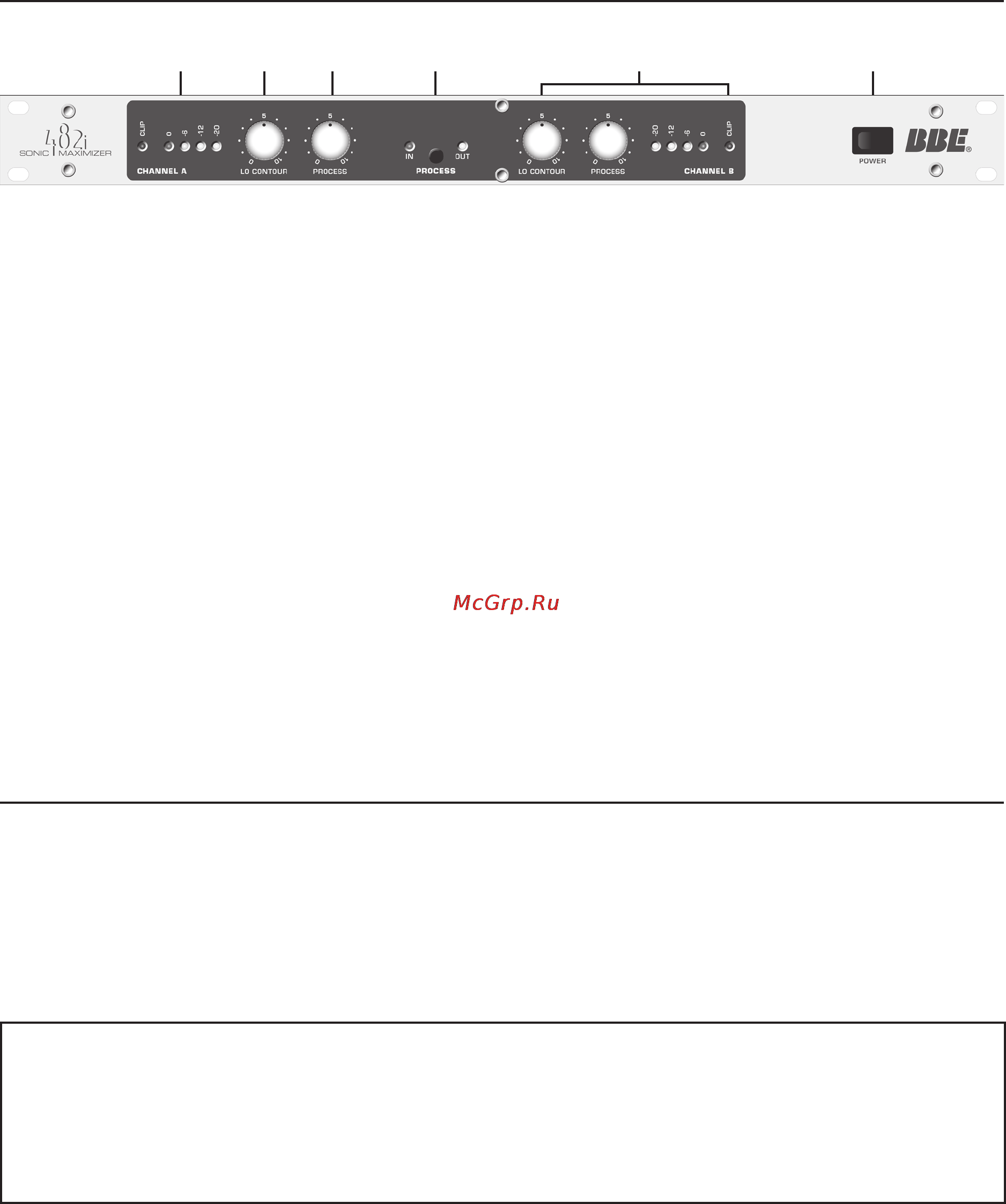BBE 482i Sonic Maximizer [5/16] Front panel controls