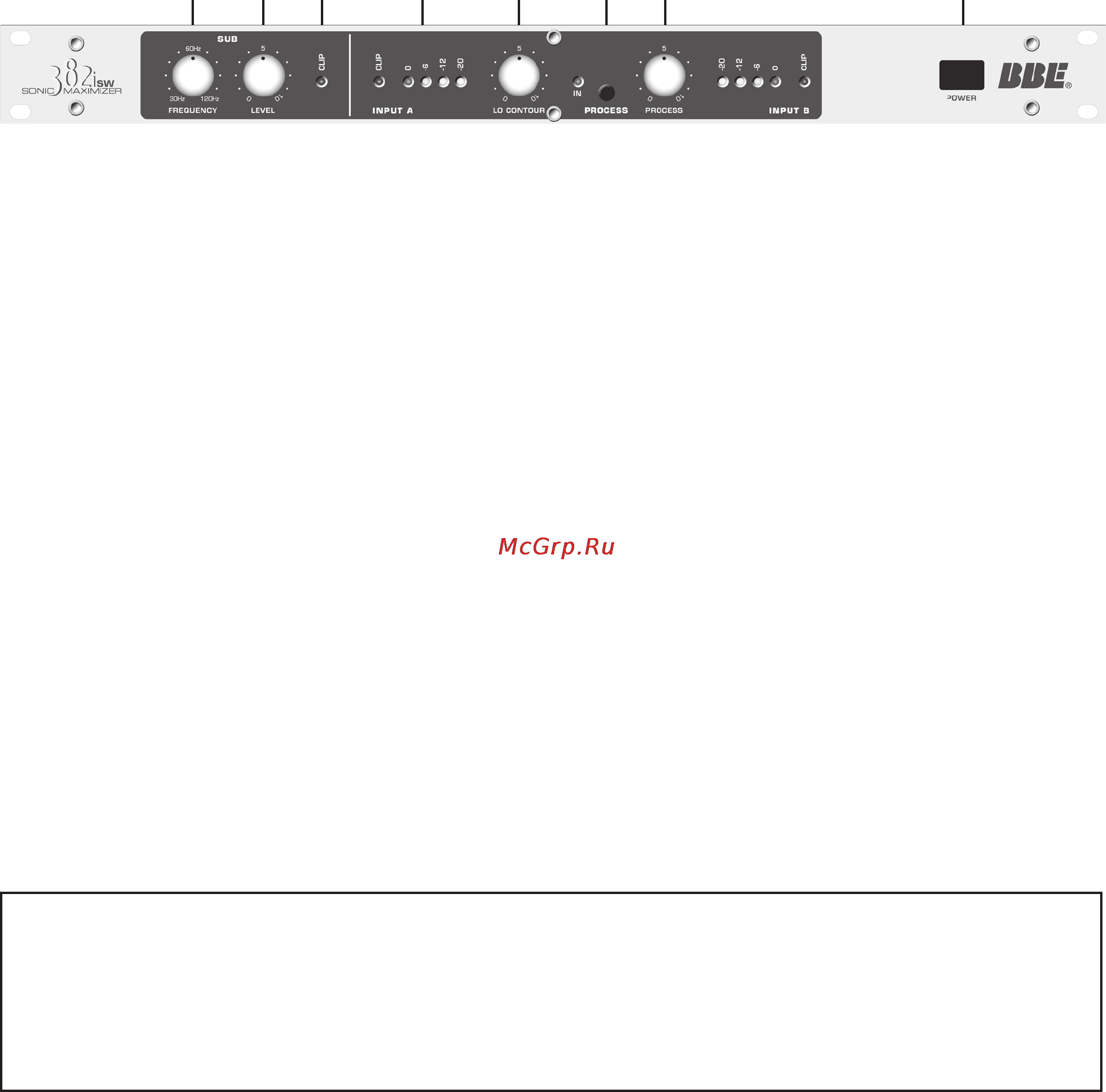 BBE 382isw Sonic Maximizer [5/12] Front panel controls