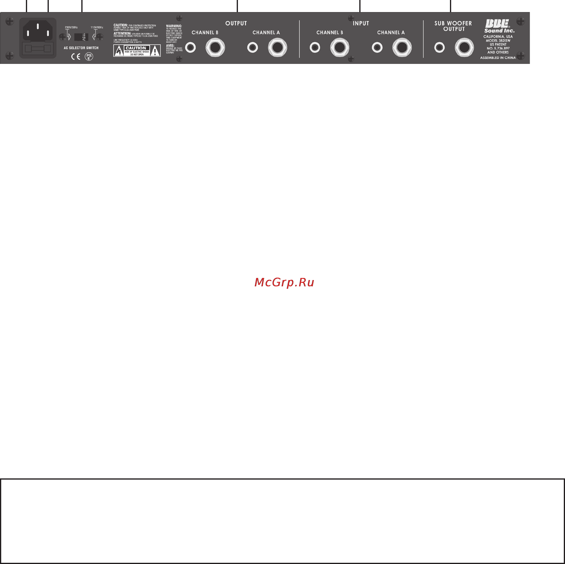 BBE 382isw Sonic Maximizer [6/12] Rear panel connections