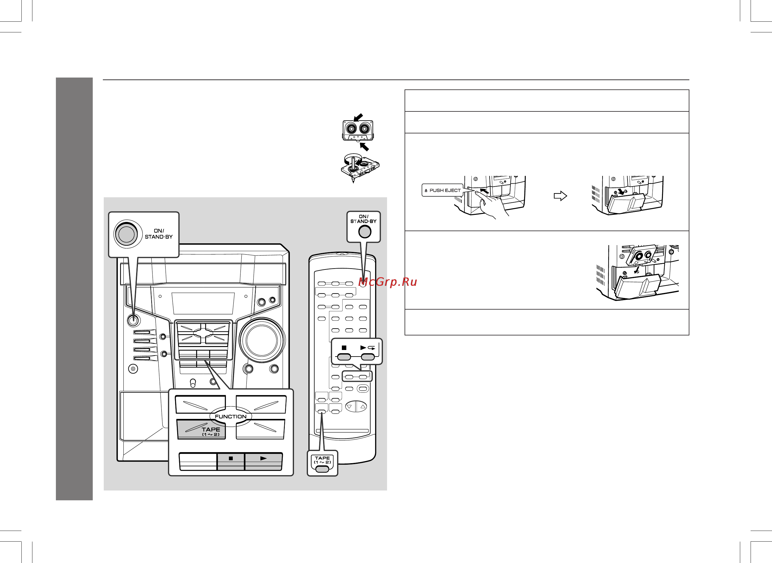 Sharp CD-E800WR [22/36] Прослушивание кассетных лент tape 1