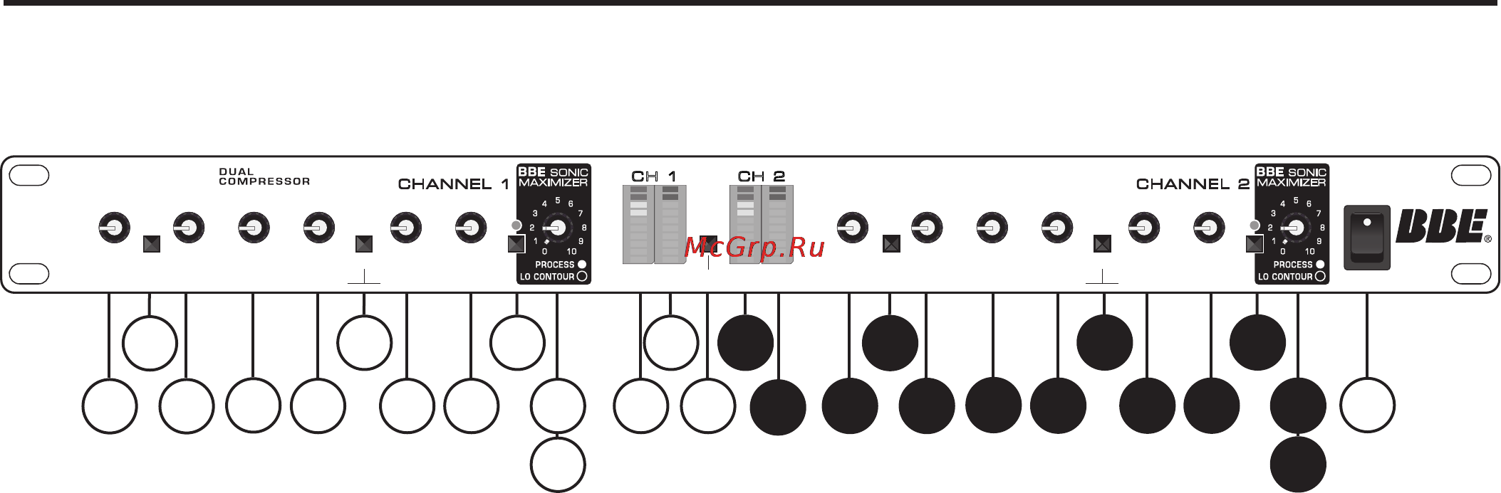 BBE MaxCom [9/24] Front panel controls