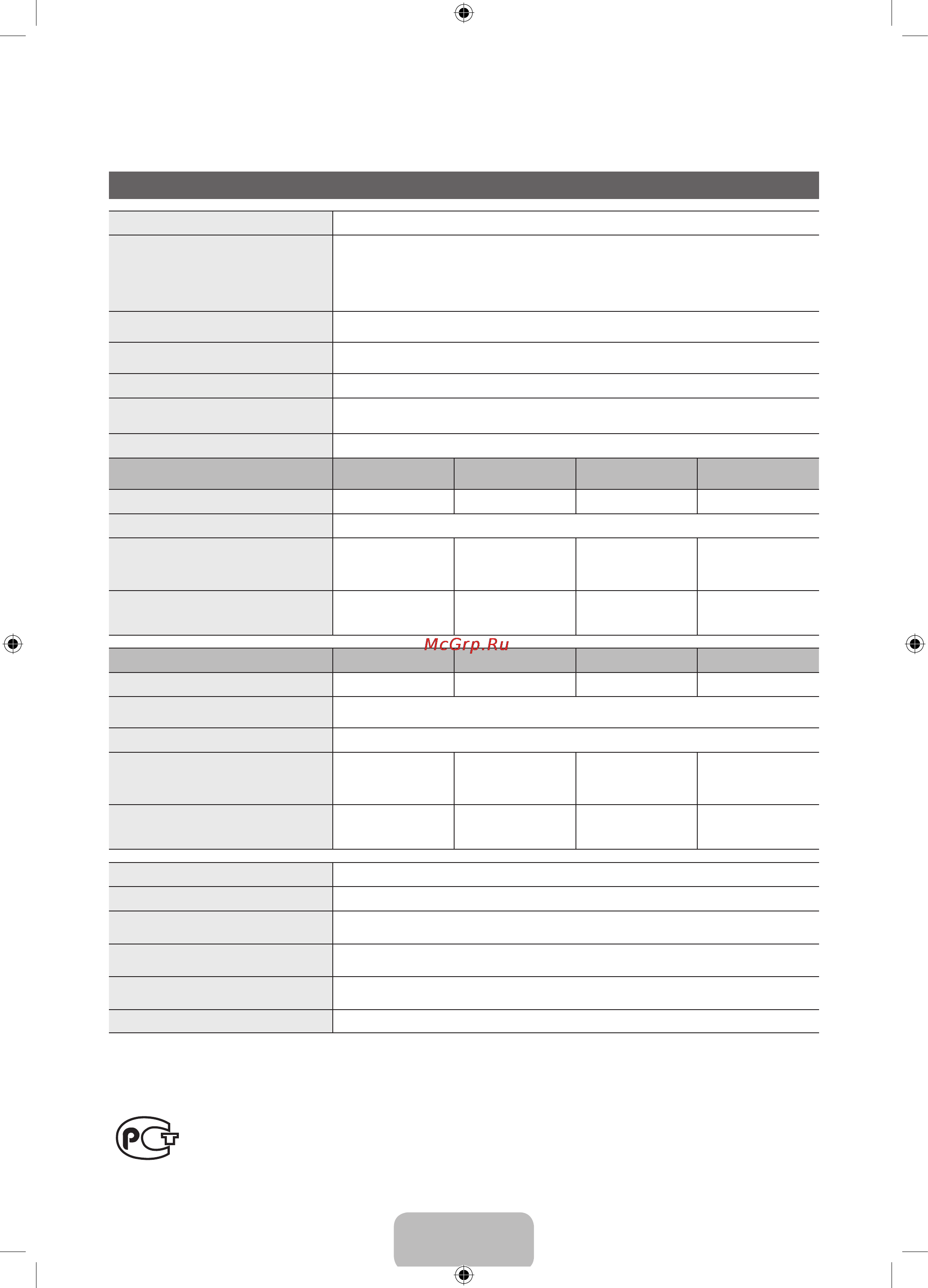 Samsung LE40D551K2W [33/65] Технические характеристики