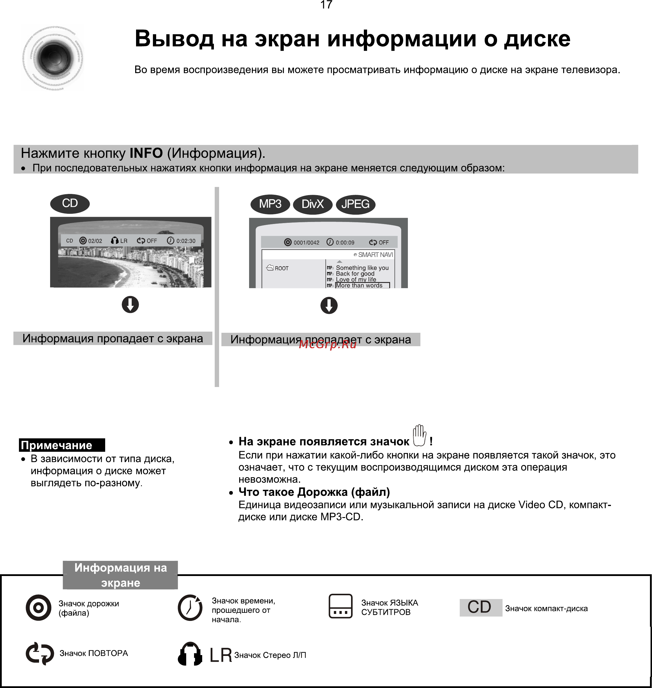 Samsung MM-X7 [18/47] Информация пропадает с экрана информация пропадает с экрана