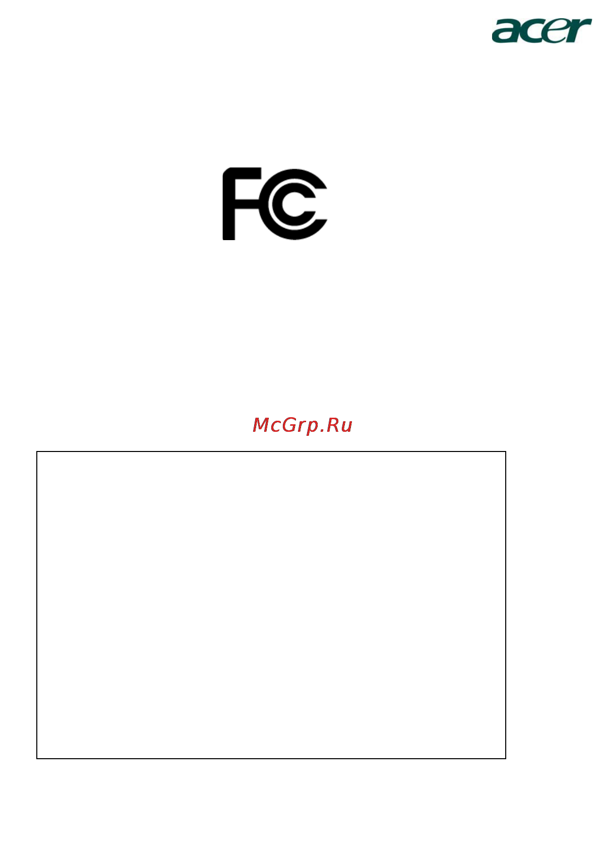 Acer X110P [54/54] Federal communications commission declaration of conformity