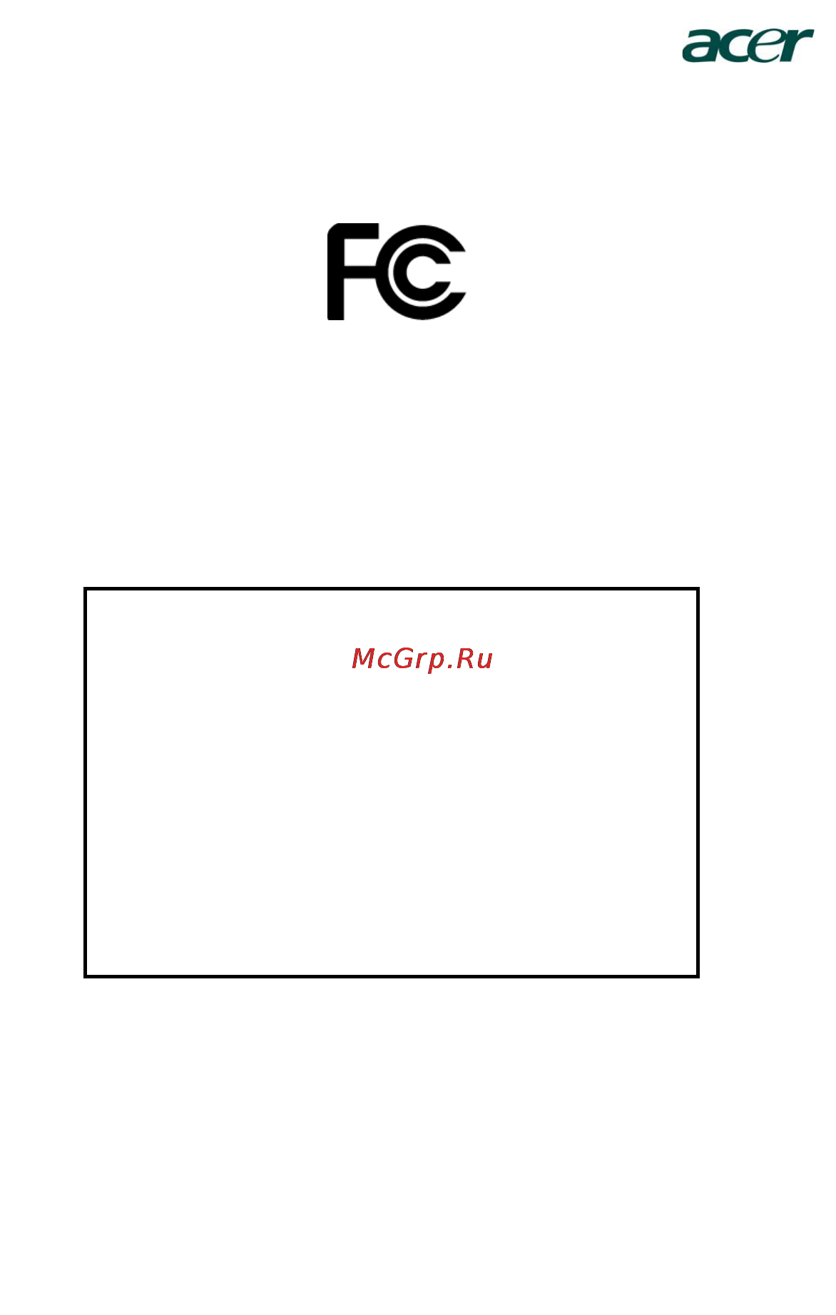 Acer X1161 (3D) [53/54] Federal communications commission declaration of conformity