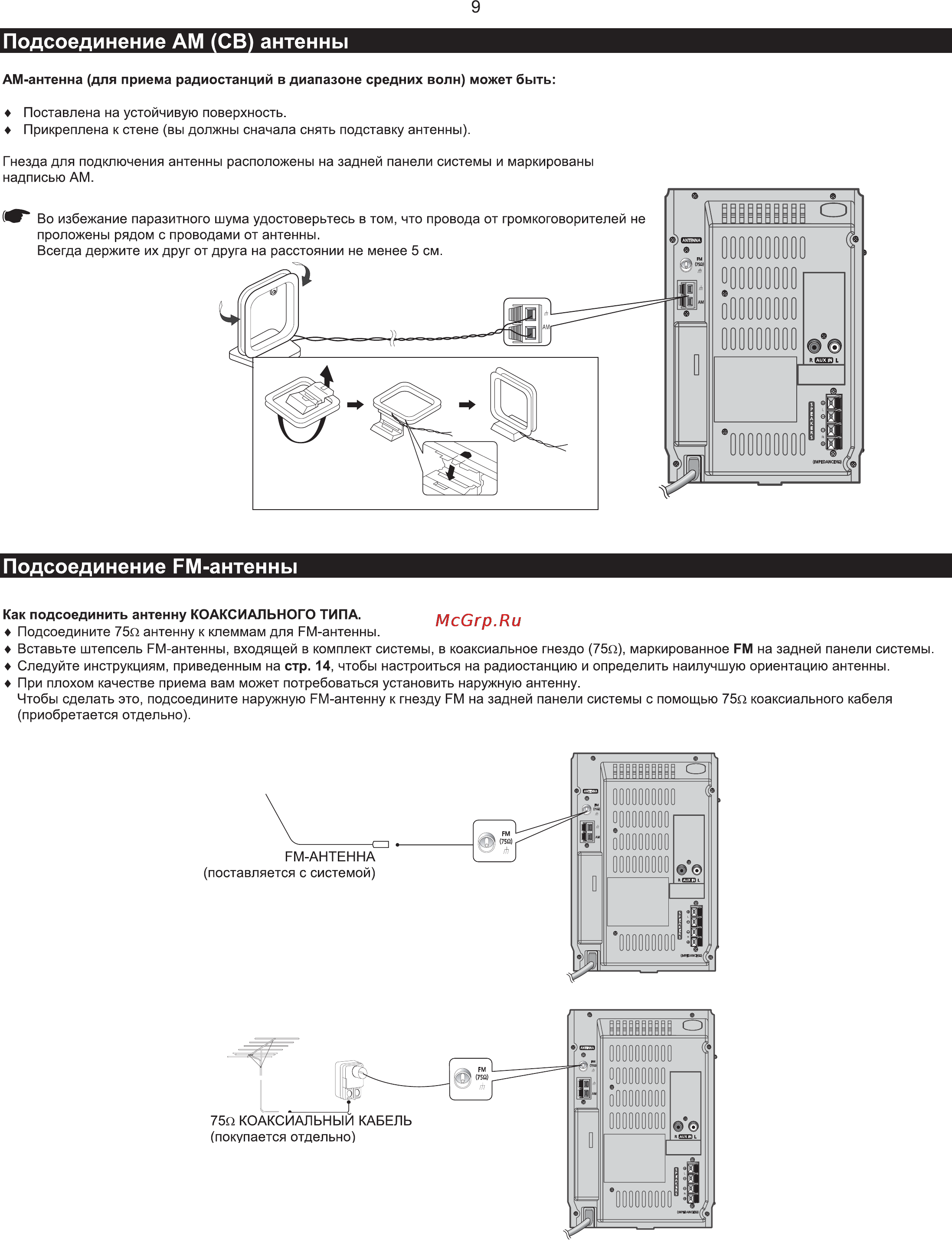 Samsung MM-T6 [9/25] Подсоединение ам св антенны
