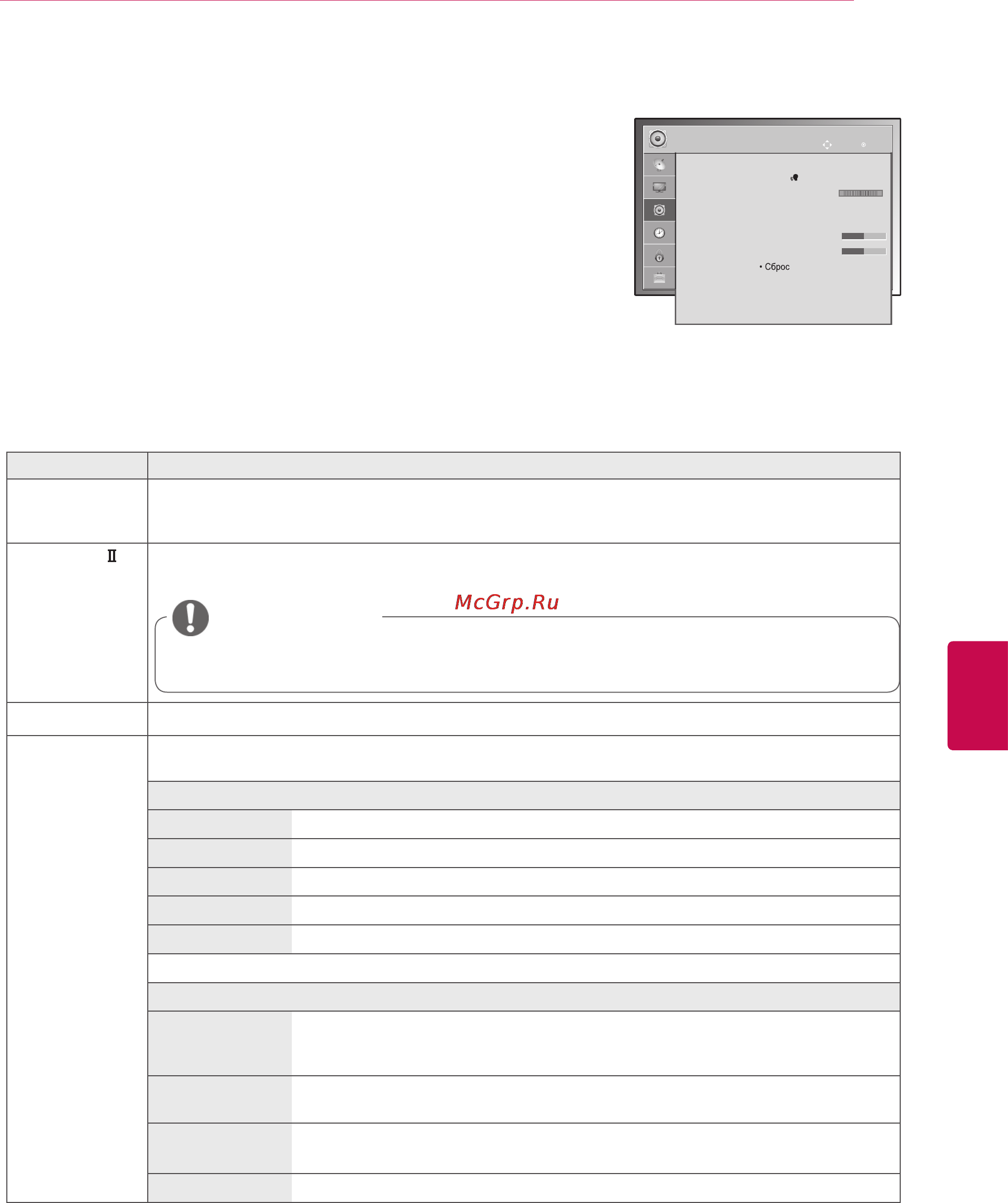 LG 42LK451 [73/118] Параметры меню звук