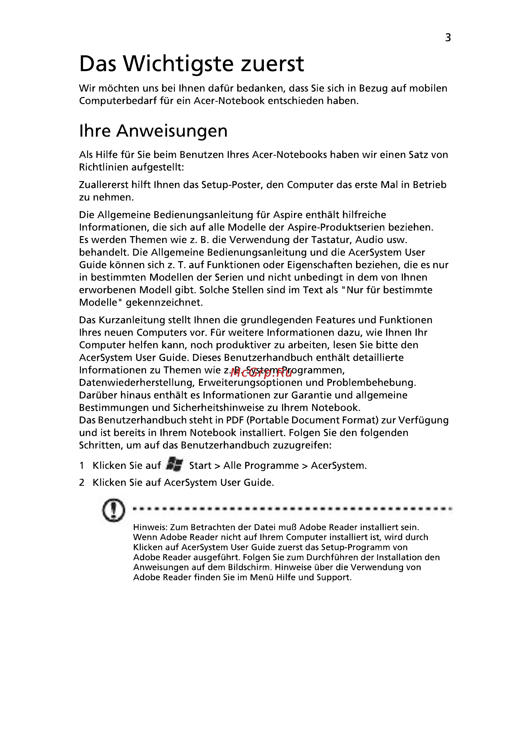 Acer 5742ZG-P623G32Mnkk [25/314] Das wichtigste zuerst