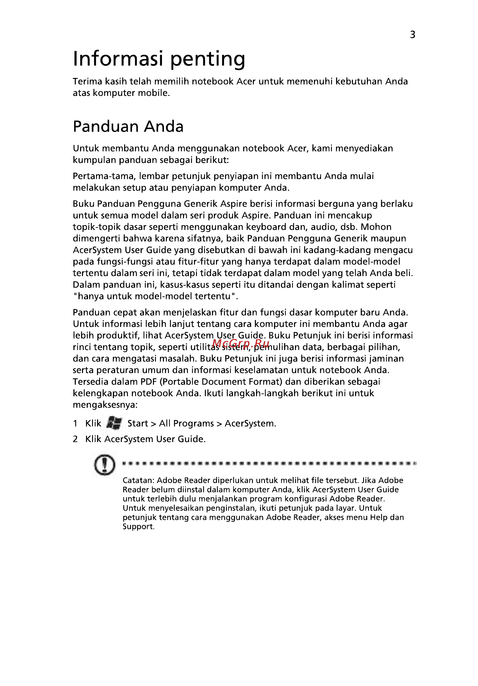 Acer 5742ZG-P623G32Mnkk [297/314] Informasi penting