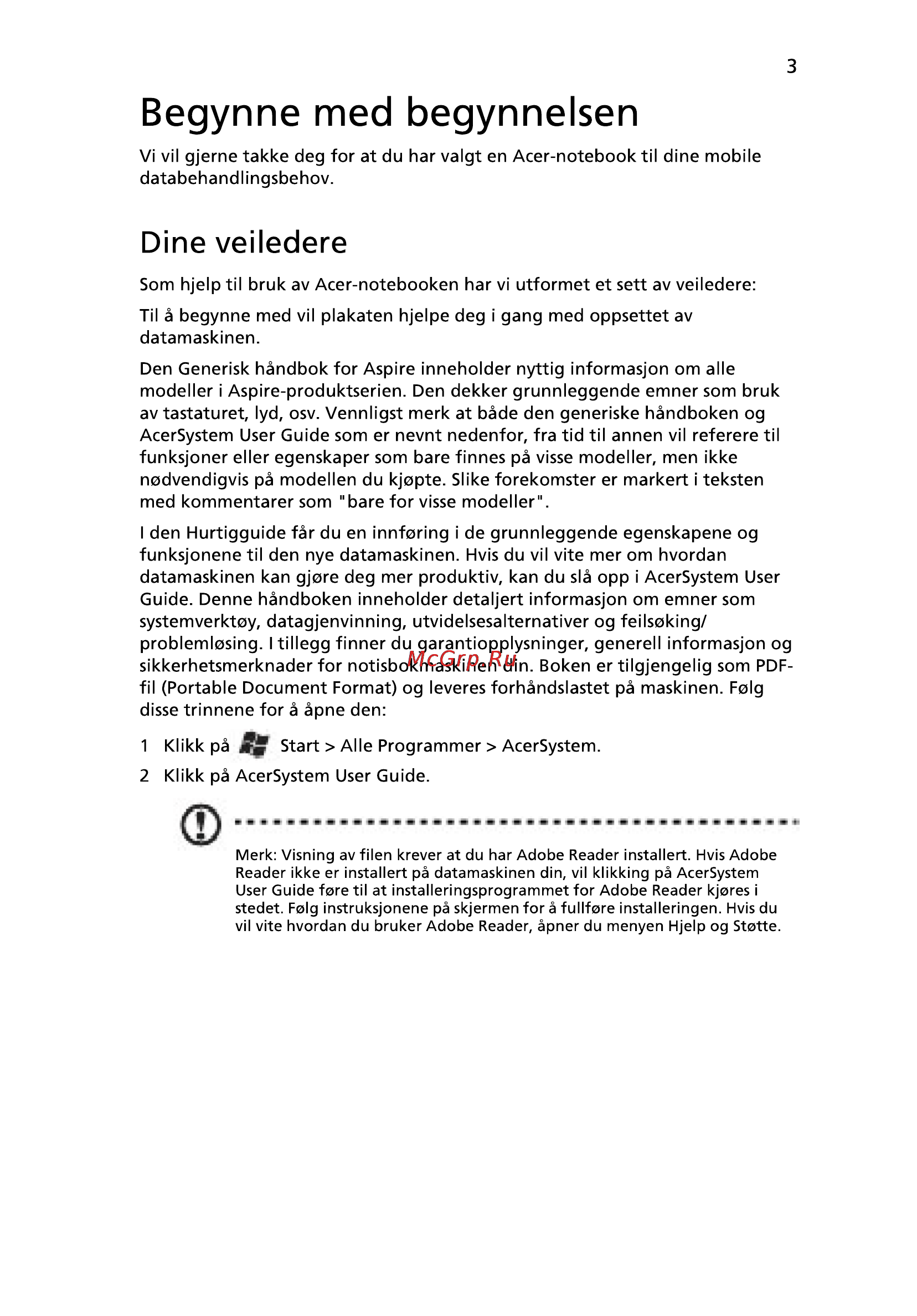 Acer 5742ZG-P623G32Mnkk [77/314] Begynne med begynnelsen