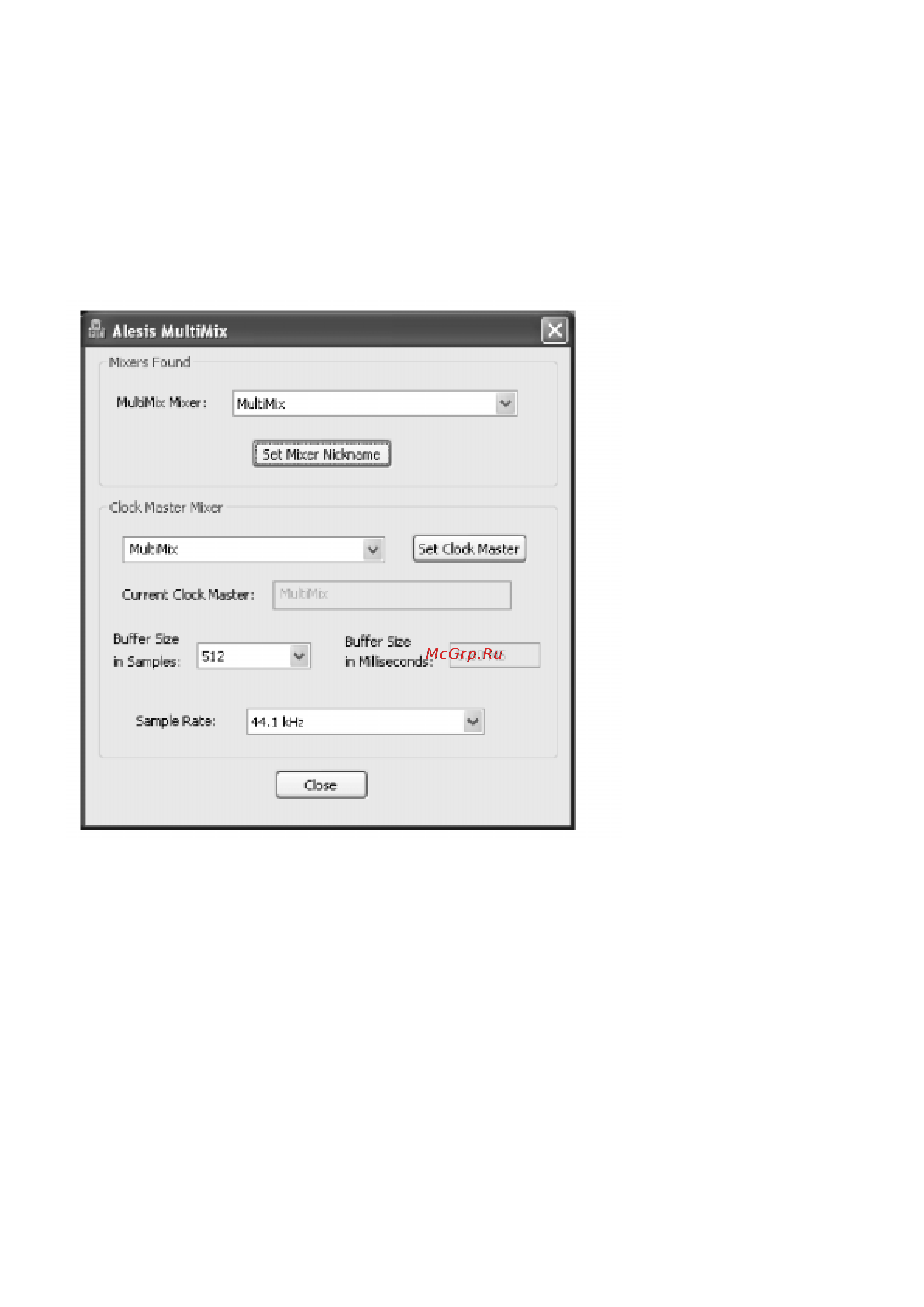Alesis MULTIMIX 8 FIREWIRE [39/57] Работа с панель управления asio