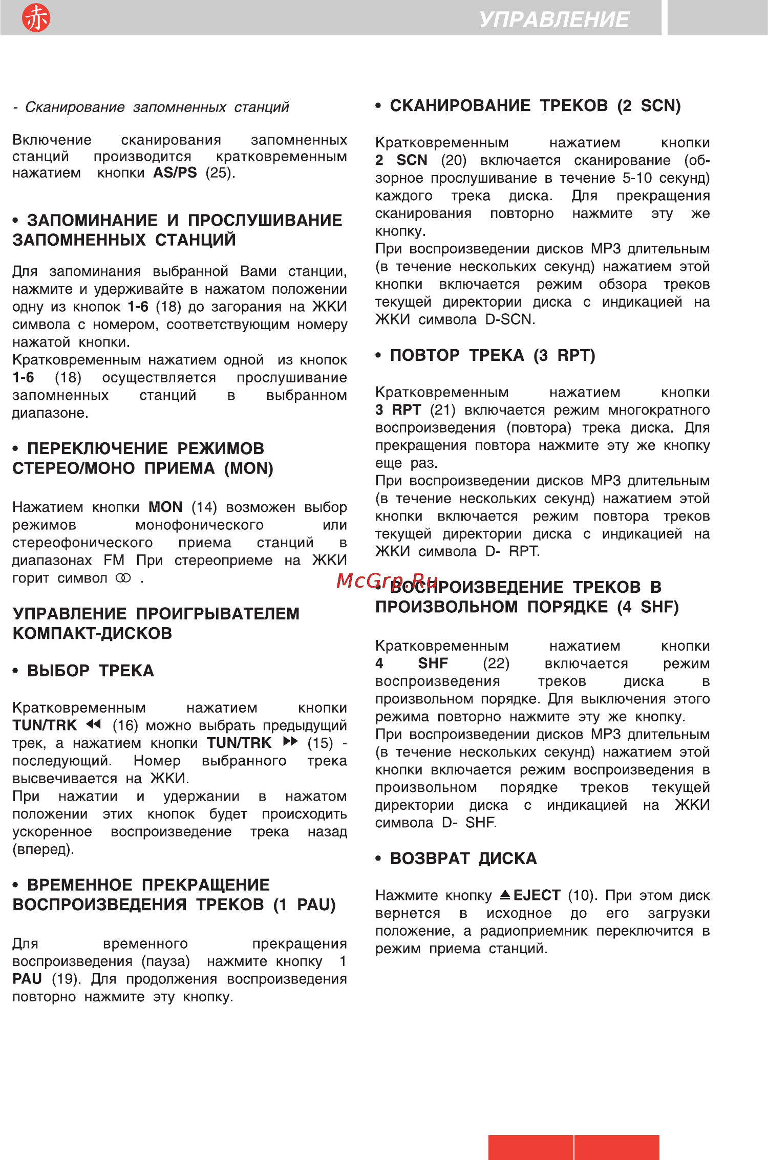 Akai ACR-129MMU [10/15] Управлени