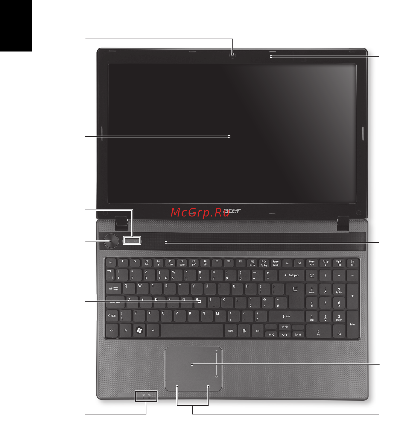 Acer Aspire 5253-E353G64Mirr [4/10] Вид сверху