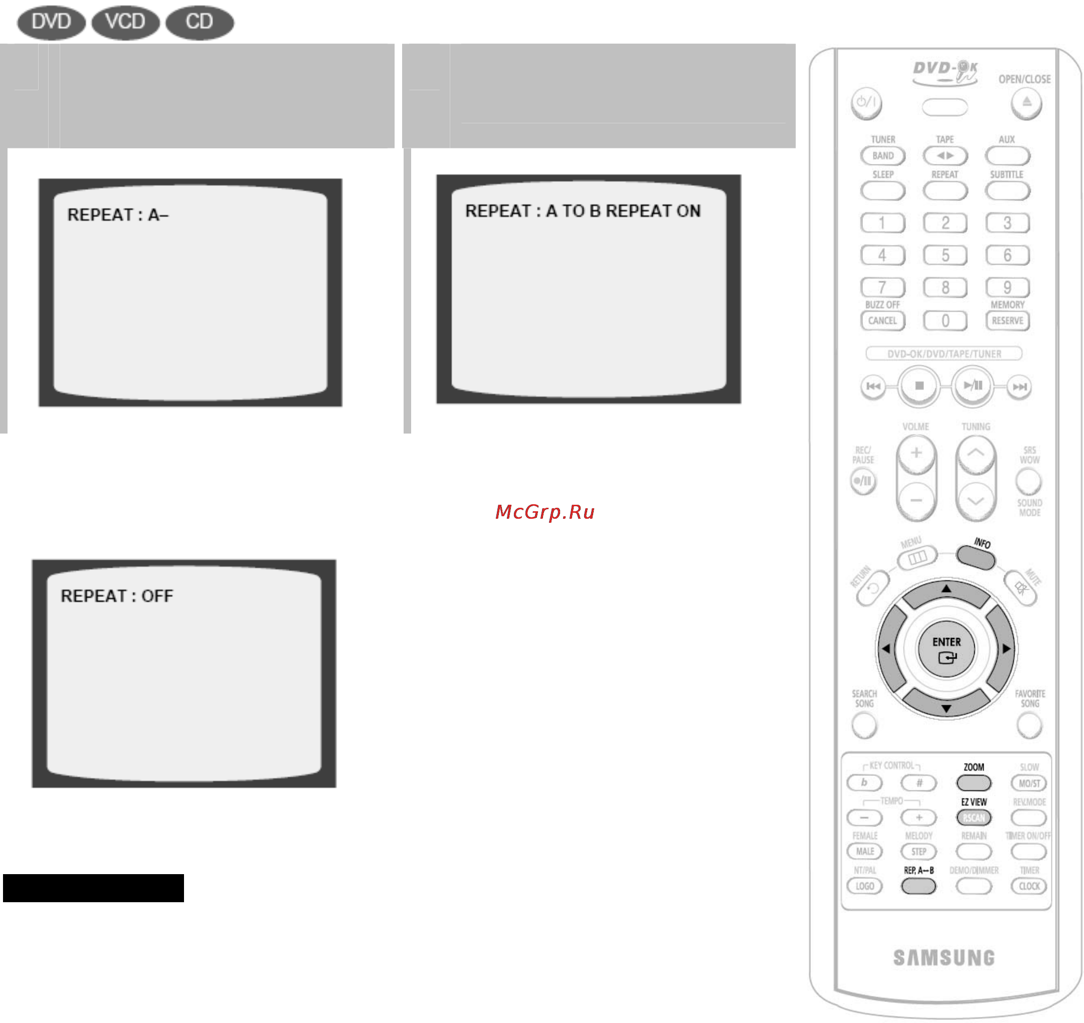 Samsung MM-KC9 [26/78] Повтор фрагмента между точками a b