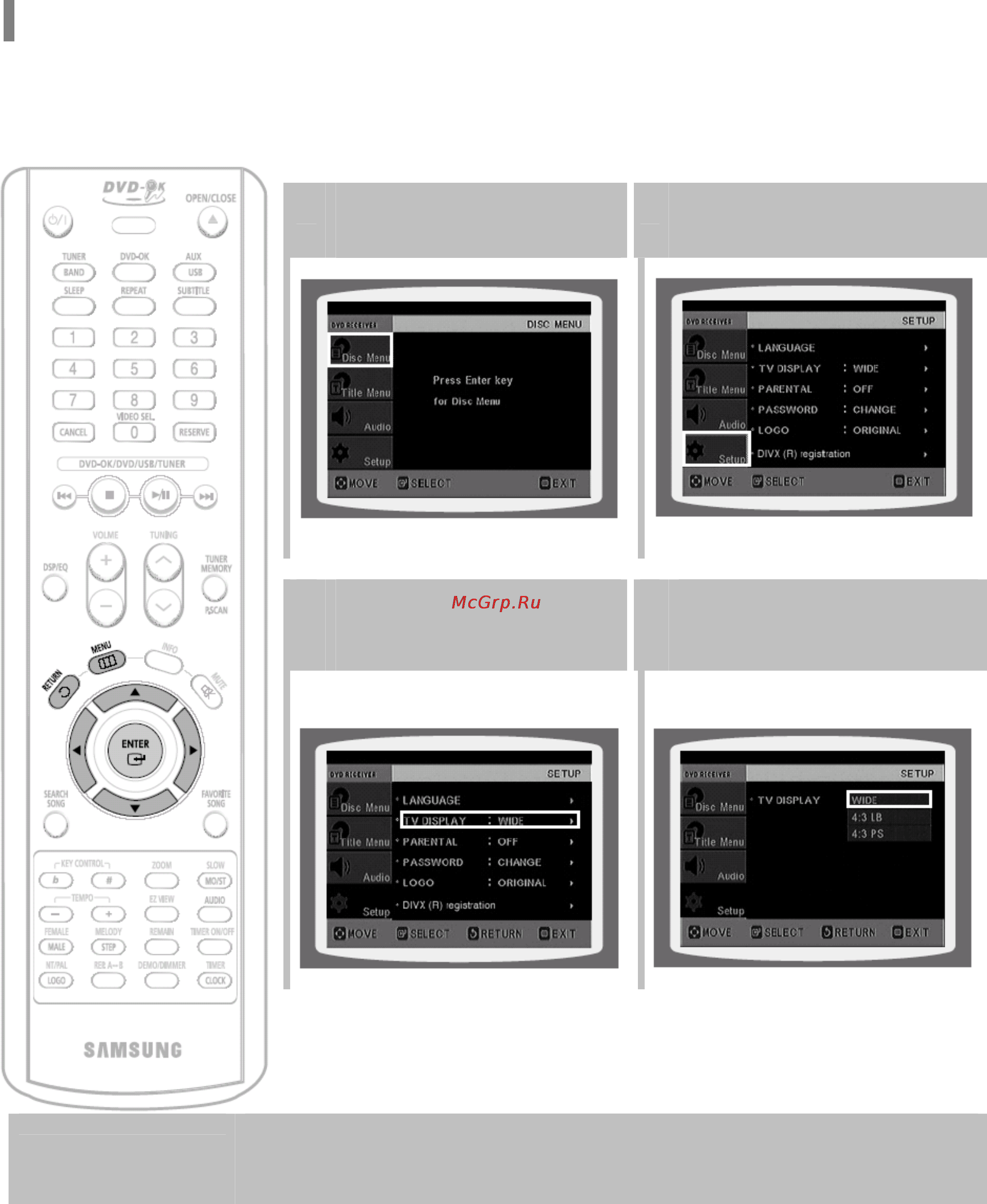 Samsung MM-KC10 [38/80] Настройка формата экрана телевизора