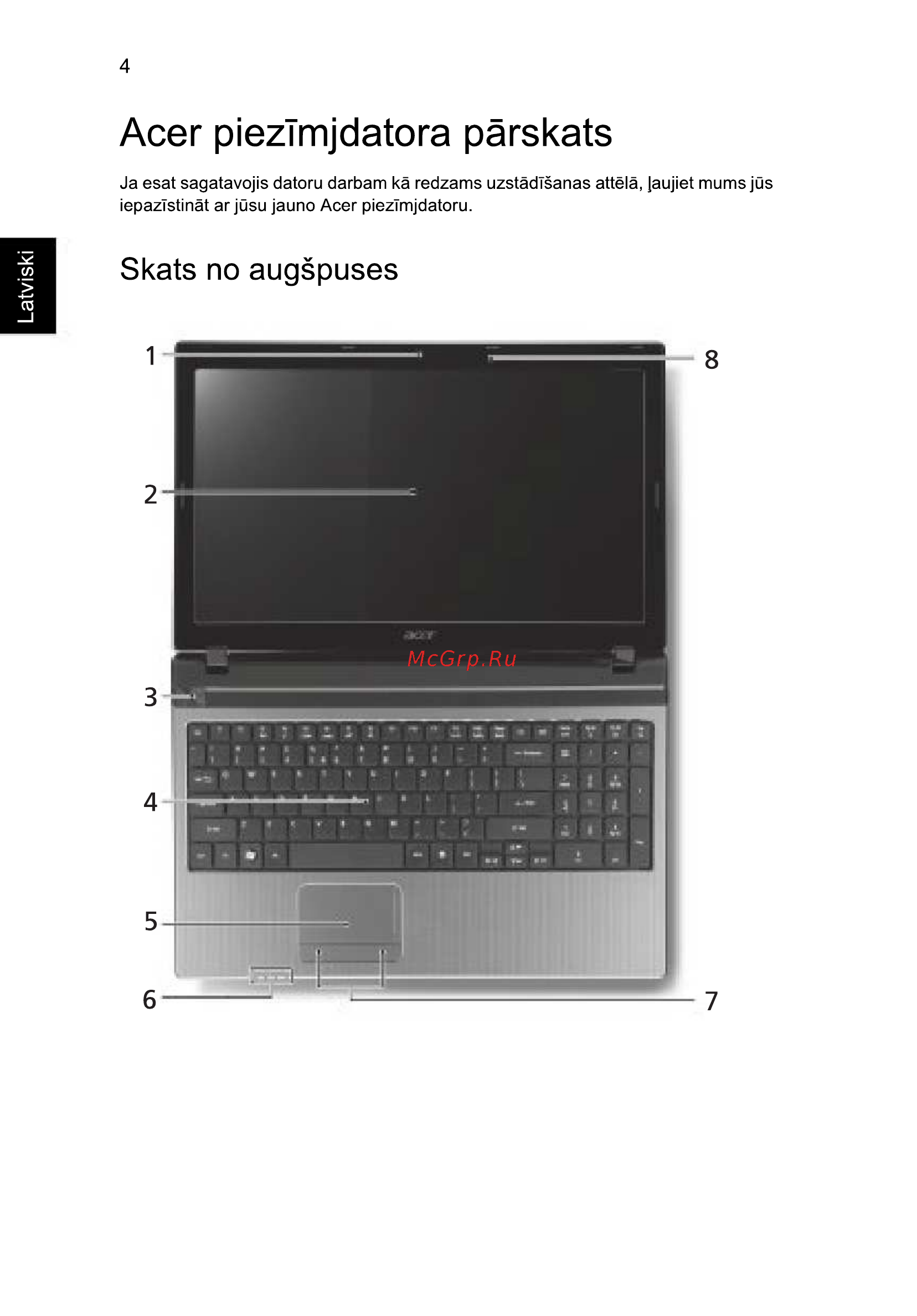 Acer 5750G-2314G50Mnkk [222/320] Acer piezimjdatora parskats