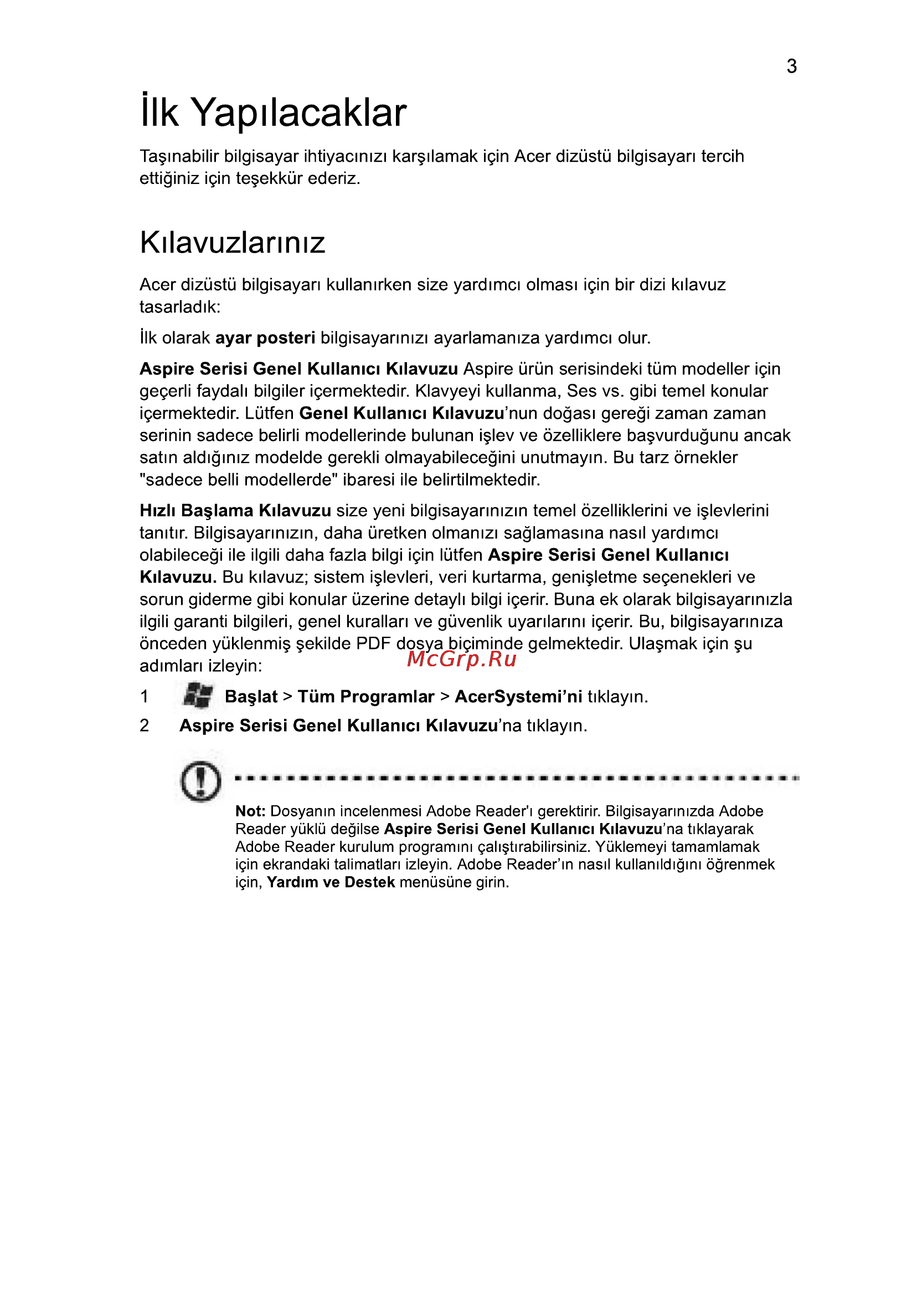Acer 5750G-2314G50Mnkk [253/320] Ilk yapilacaklar