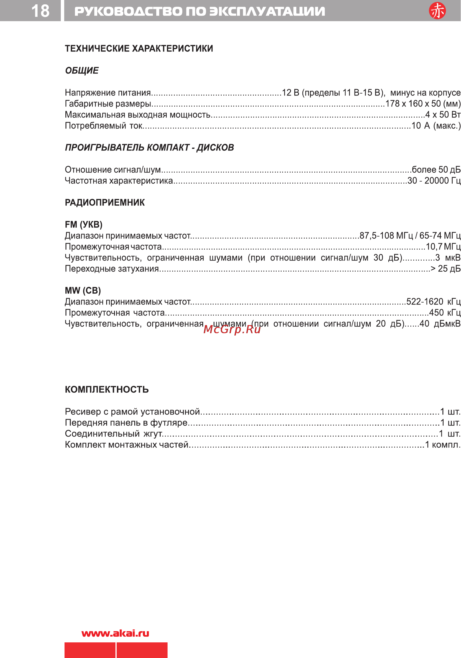 Akai ACR-220MMU [19/19] I руководство по эксплуатации