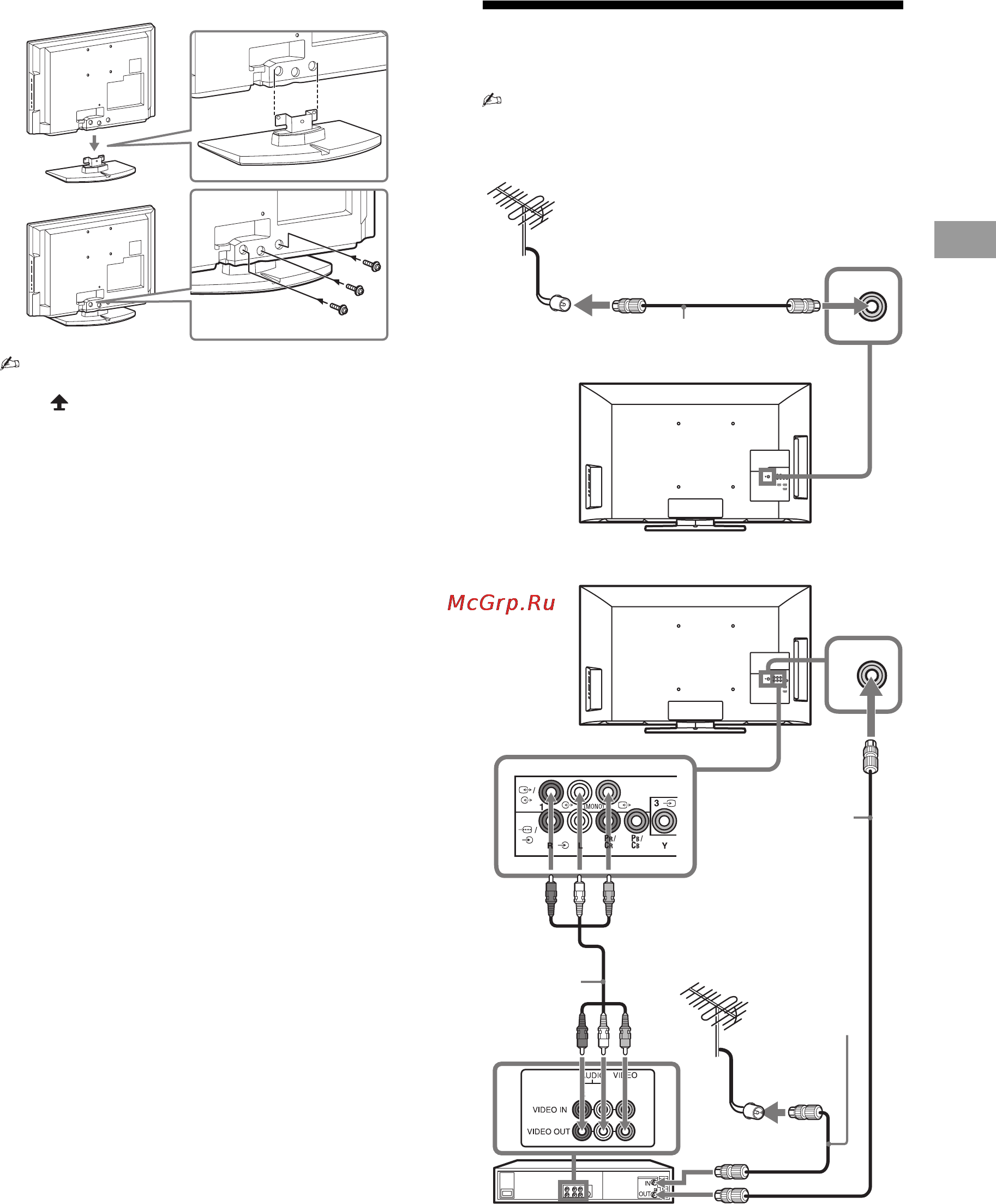 Sony KLV-32NX500 [5/40] Подключение антенны кабеля видеомагнитофона