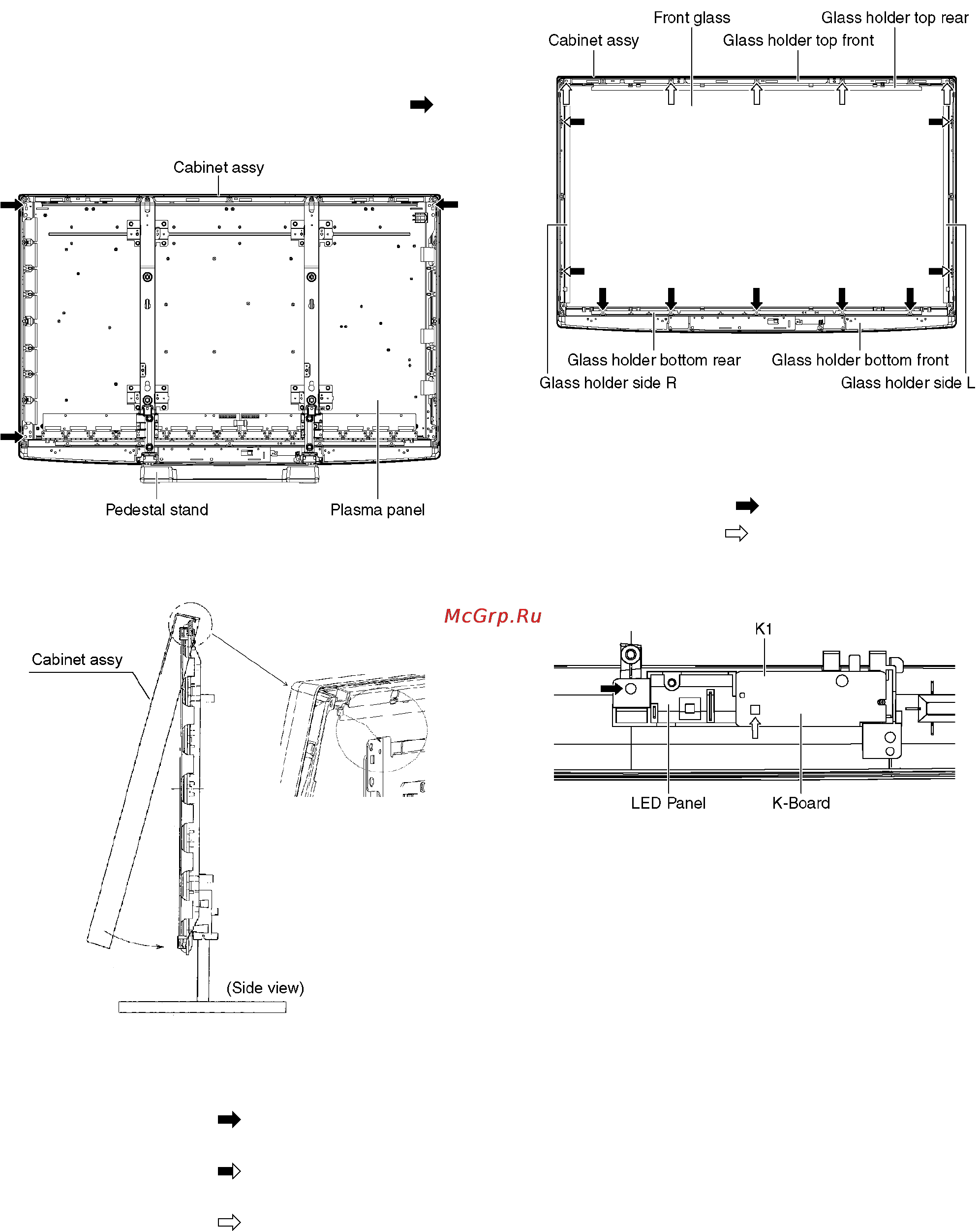 Panasonic TX-PR42U20 [28/117] Remove the plasma panel sec tion from the cabinet assy glass