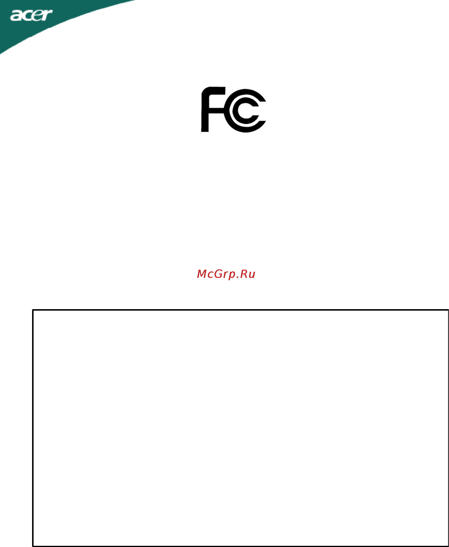 Acer P196HQVB [23/23] Federal communications commission declaration of conformity