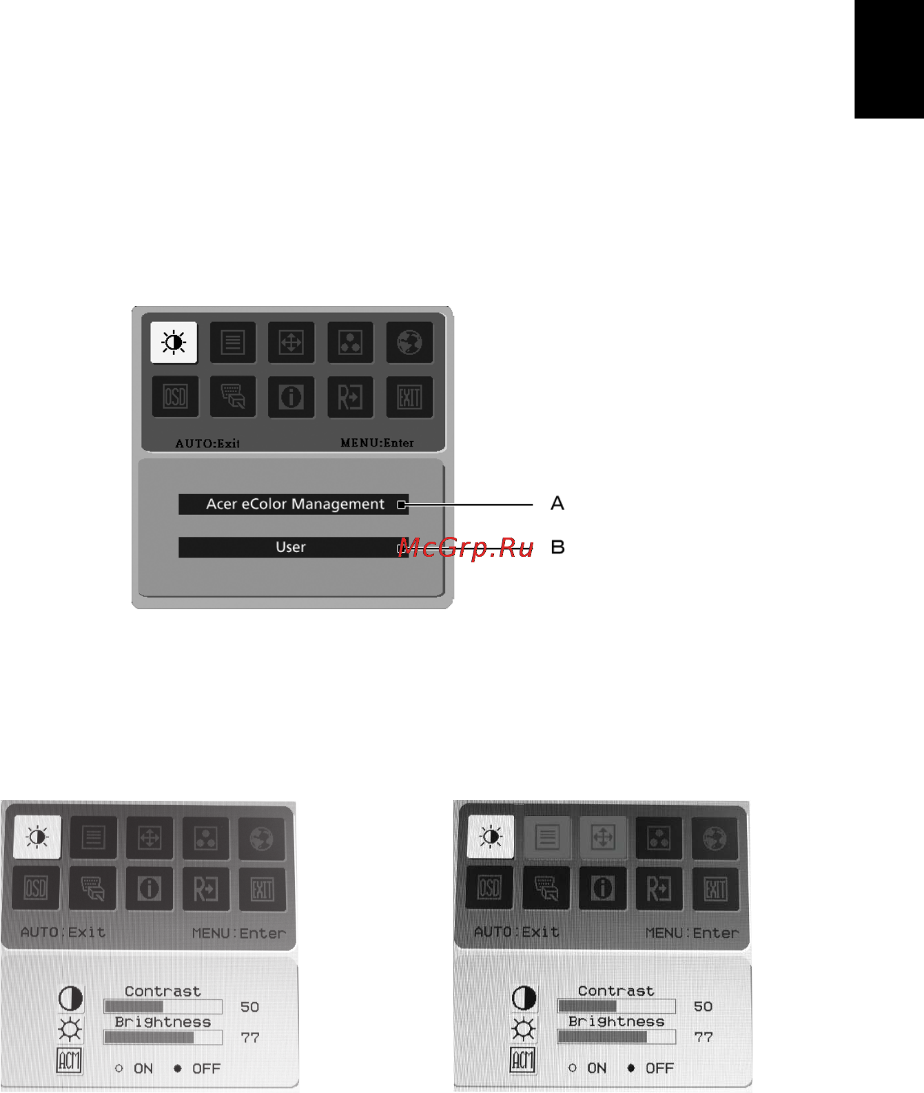 Acer V193WLAOb [23/28] Íàñò²îéêà ïà²àìåò²îâ