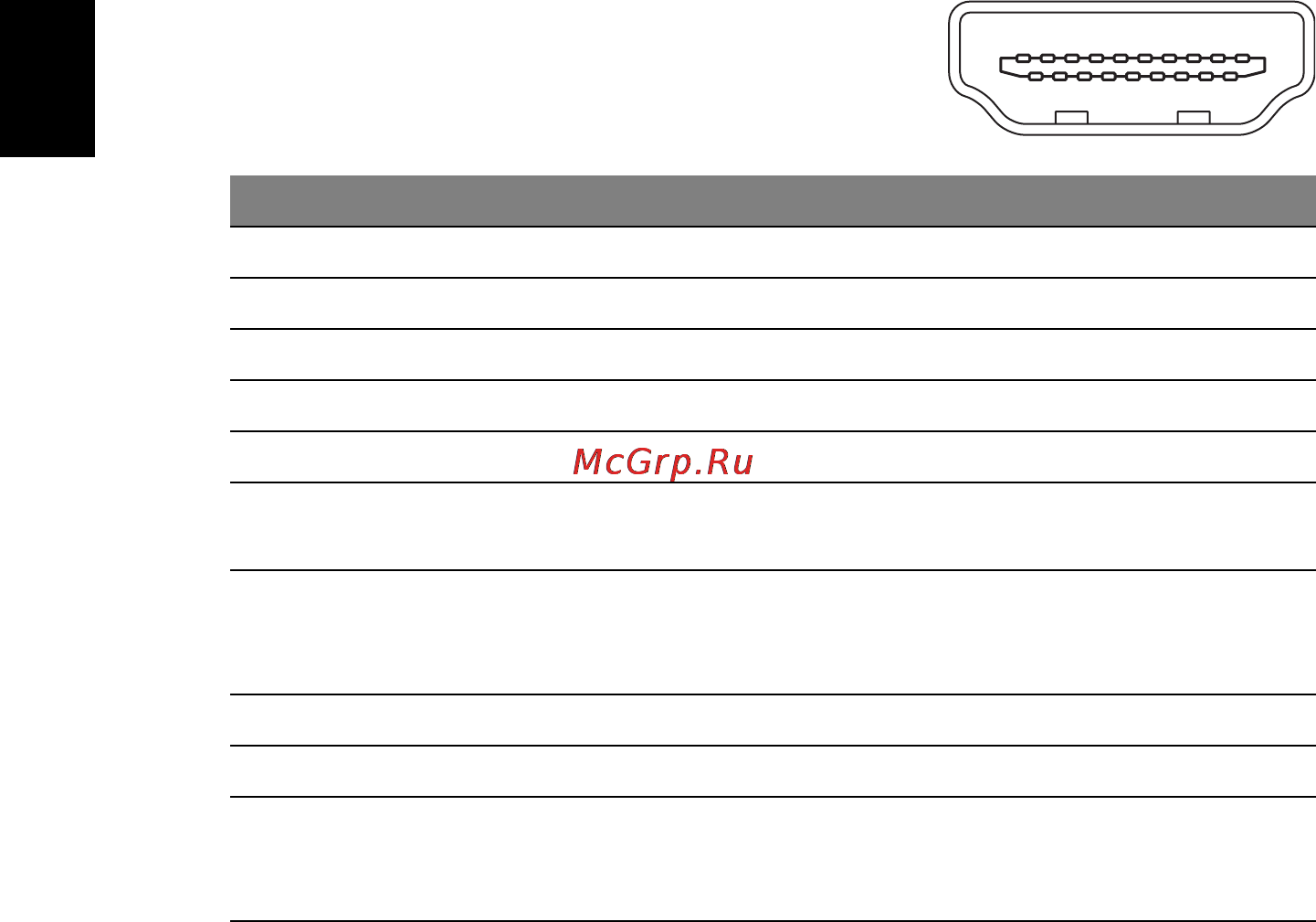 Acer H235HLbmid [20/30] Контактный сигнальный кабель цветного дисплея