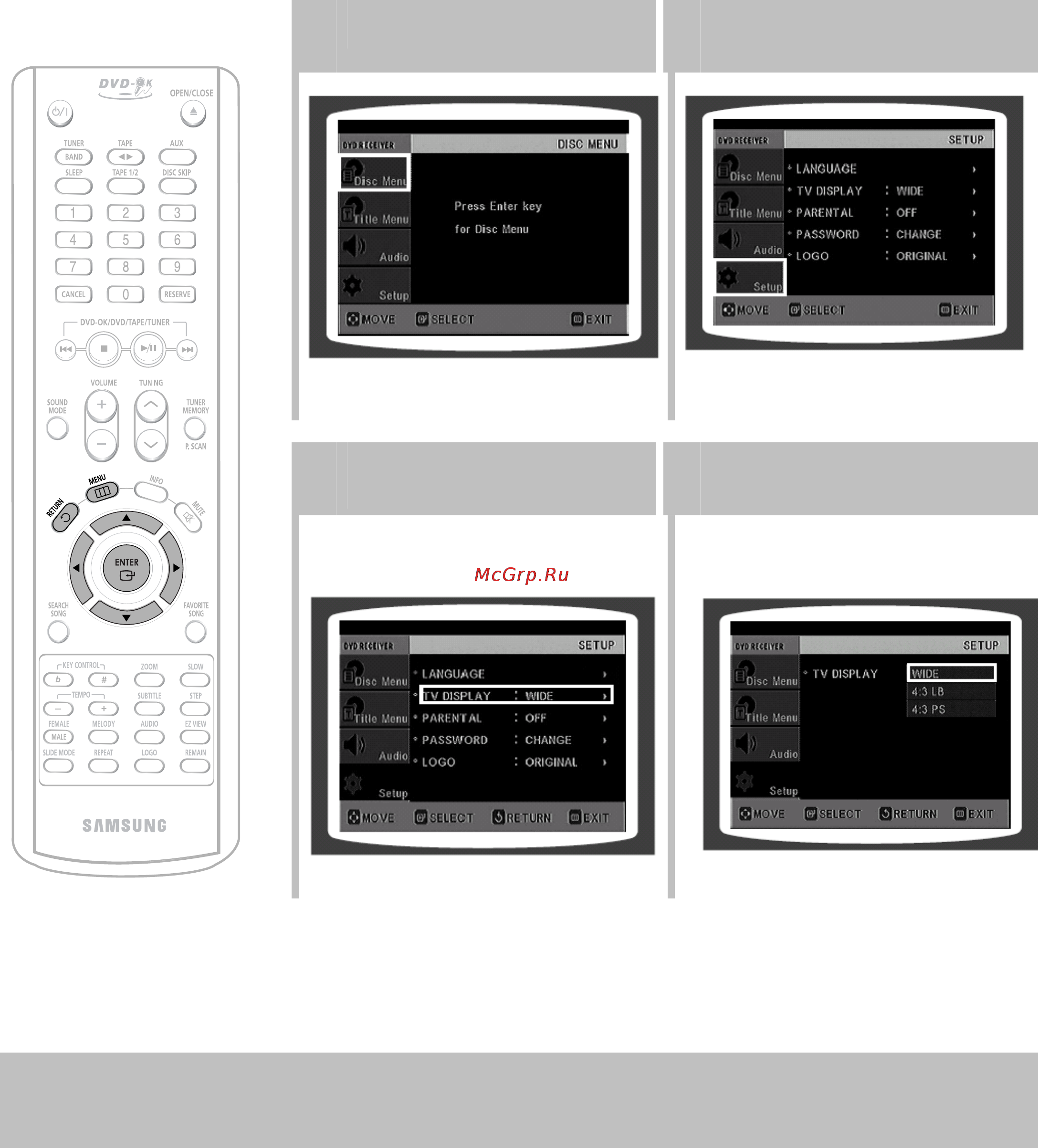 Samsung MAX-KC650 [34/79] Настройка формата экрана телевизора 1
