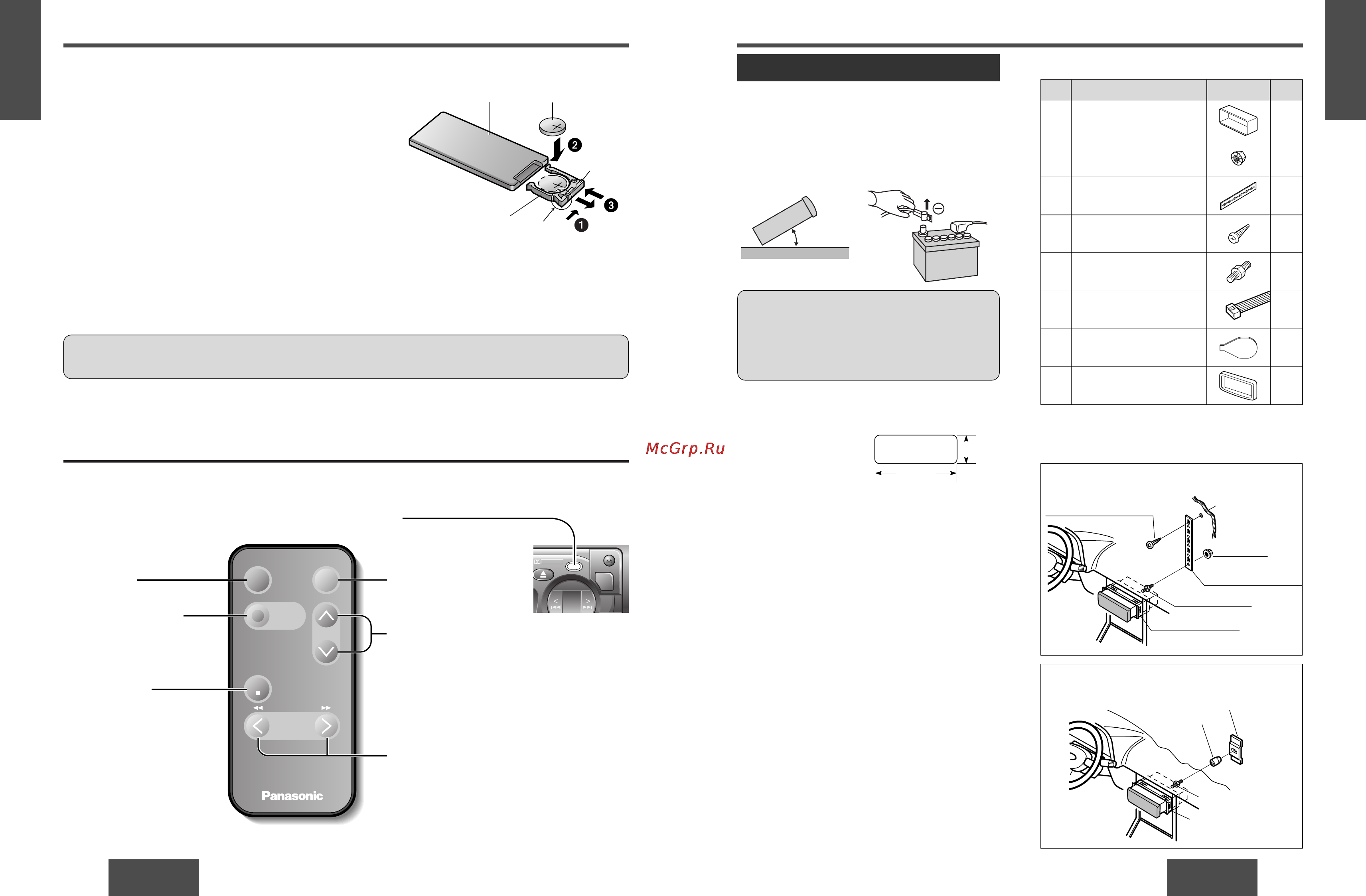 Panasonic CQ-R223W [11/35] Remote control installation
