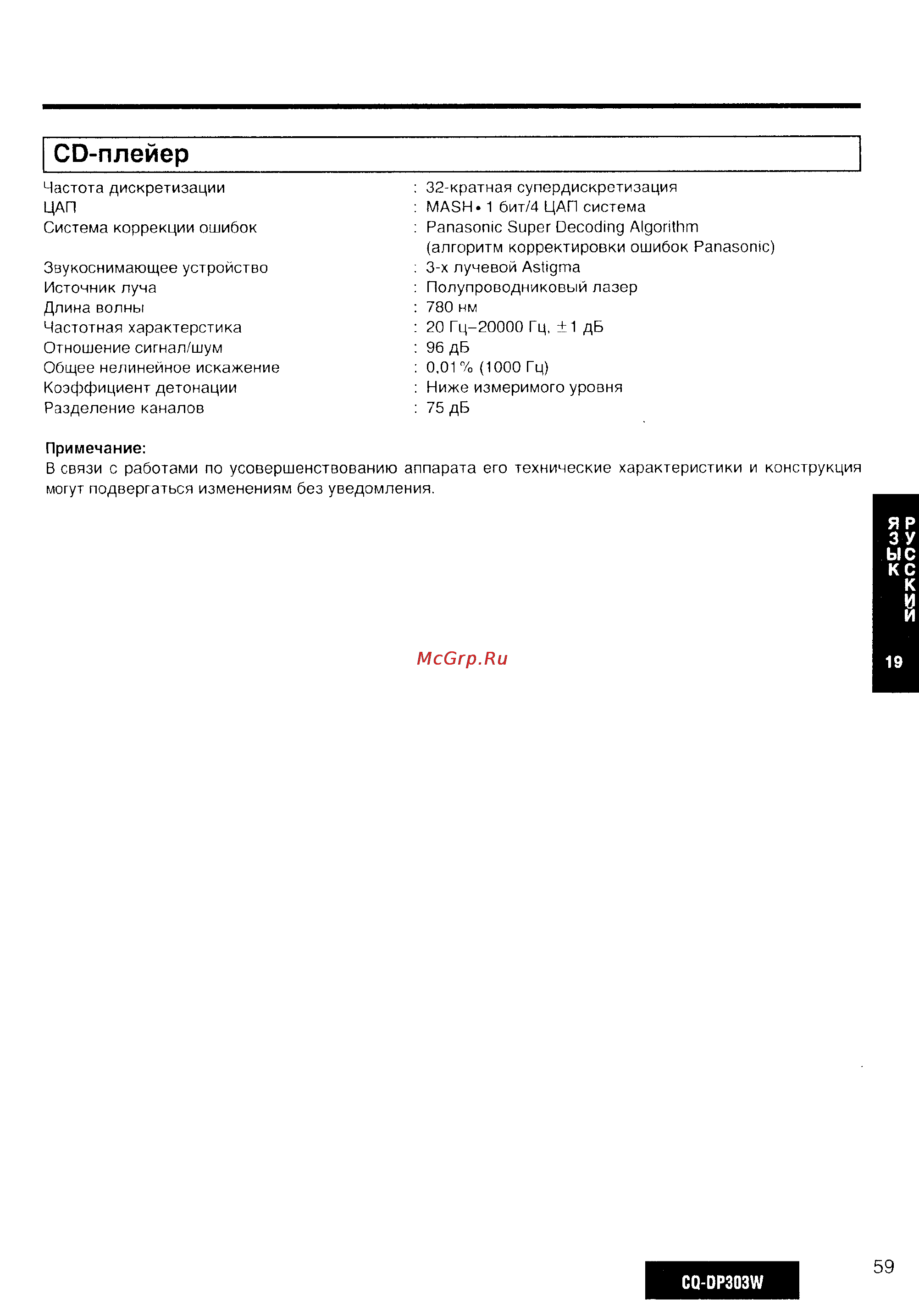 Panasonic CQ-DP303 [20/20] Cd плейер