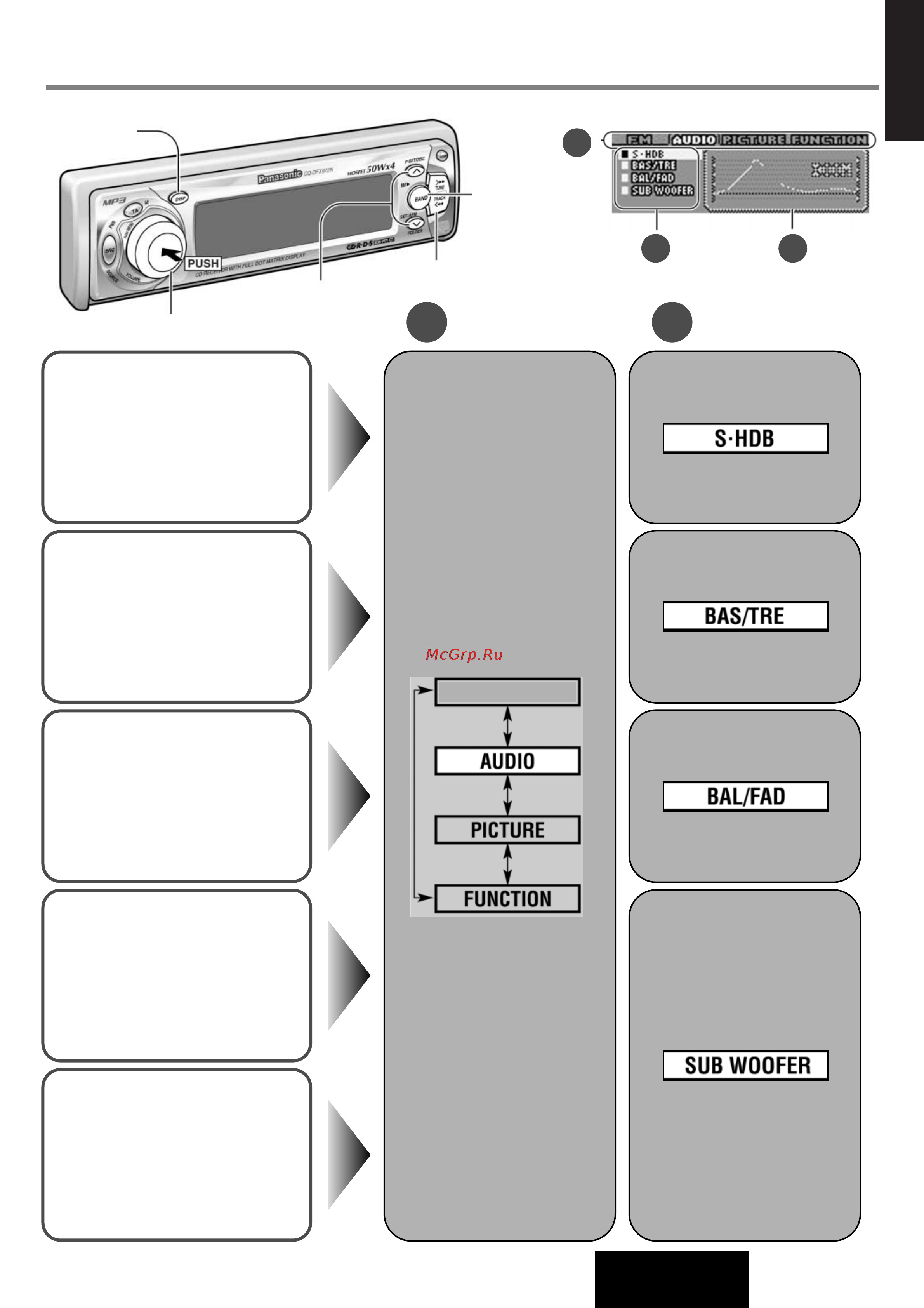 Panasonic CQ-DFX972N [23/44] Установка параметров звуковоспроизведения audio menu