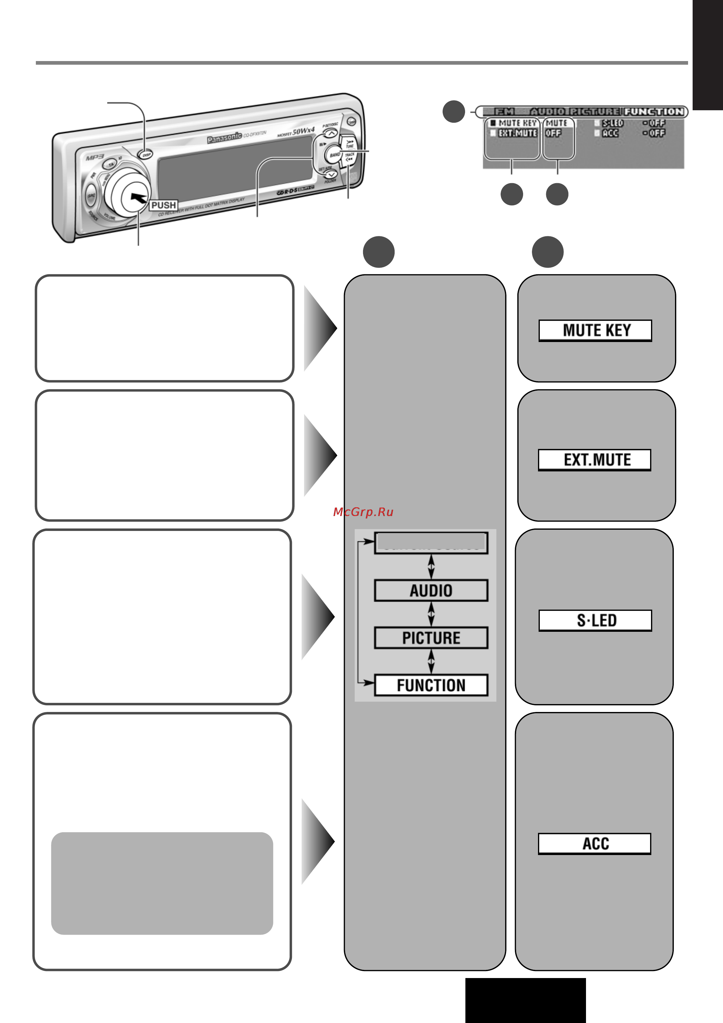 Panasonic CQ-DFX972N [27/44] Установка функциональных параметров меню function
