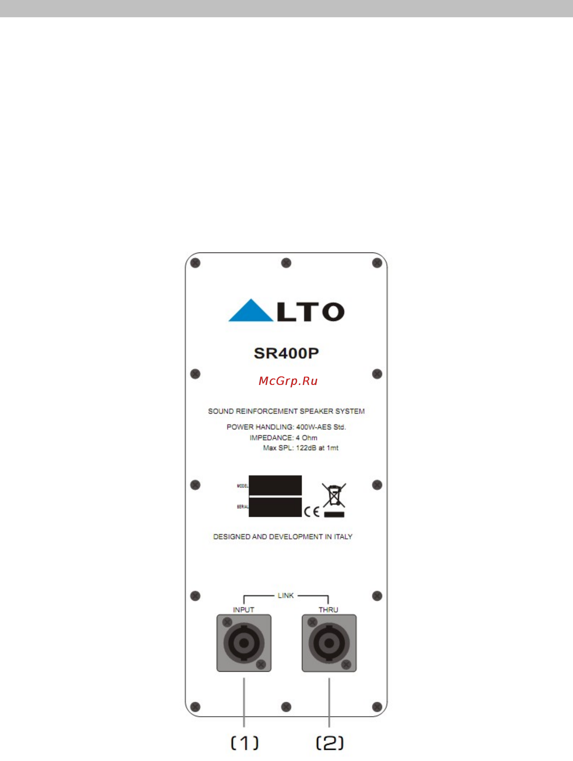 Alto SR800SA [8/10] Коммутационная панель sr400p