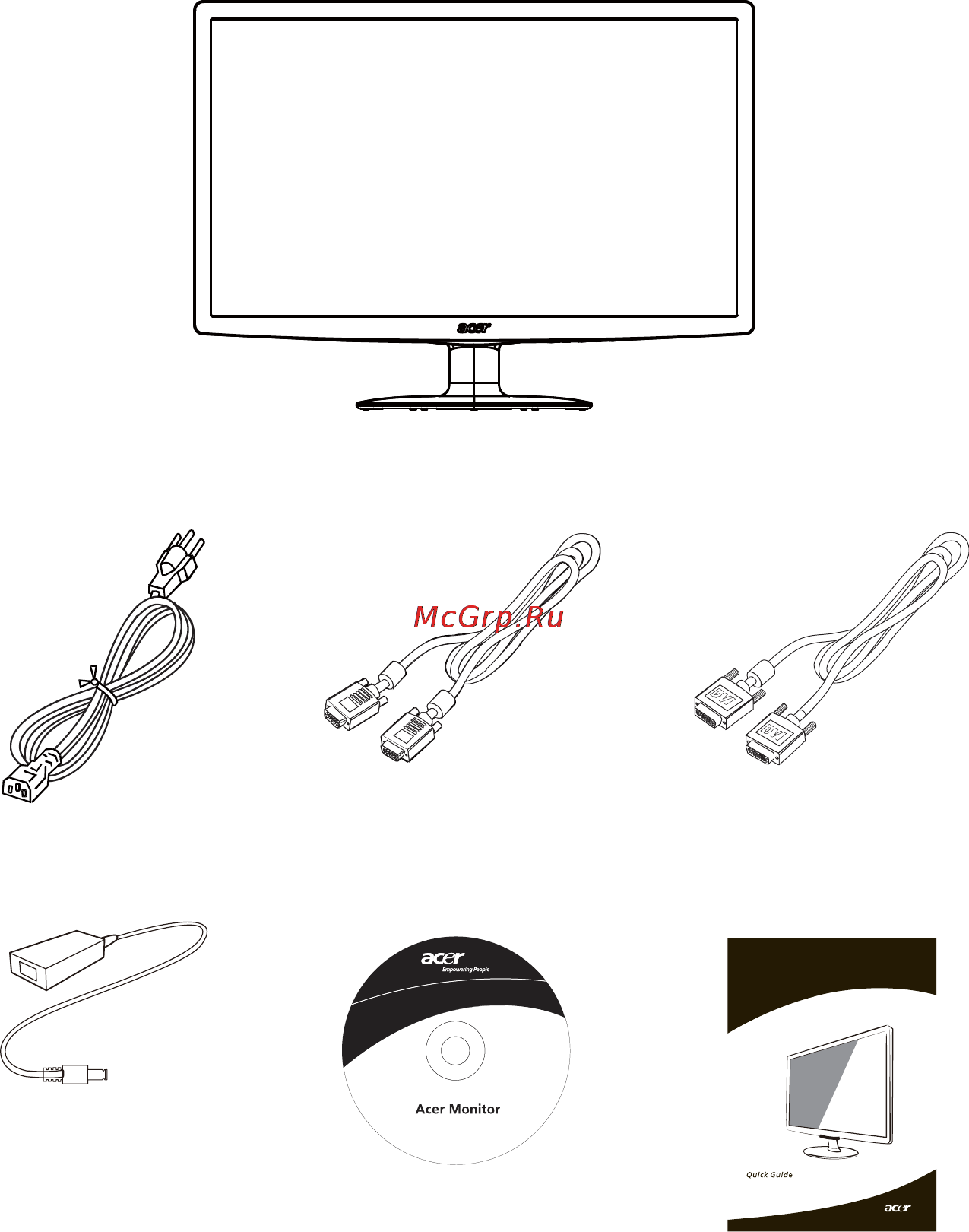 Acer P225HQBD [11/28] Распаковка