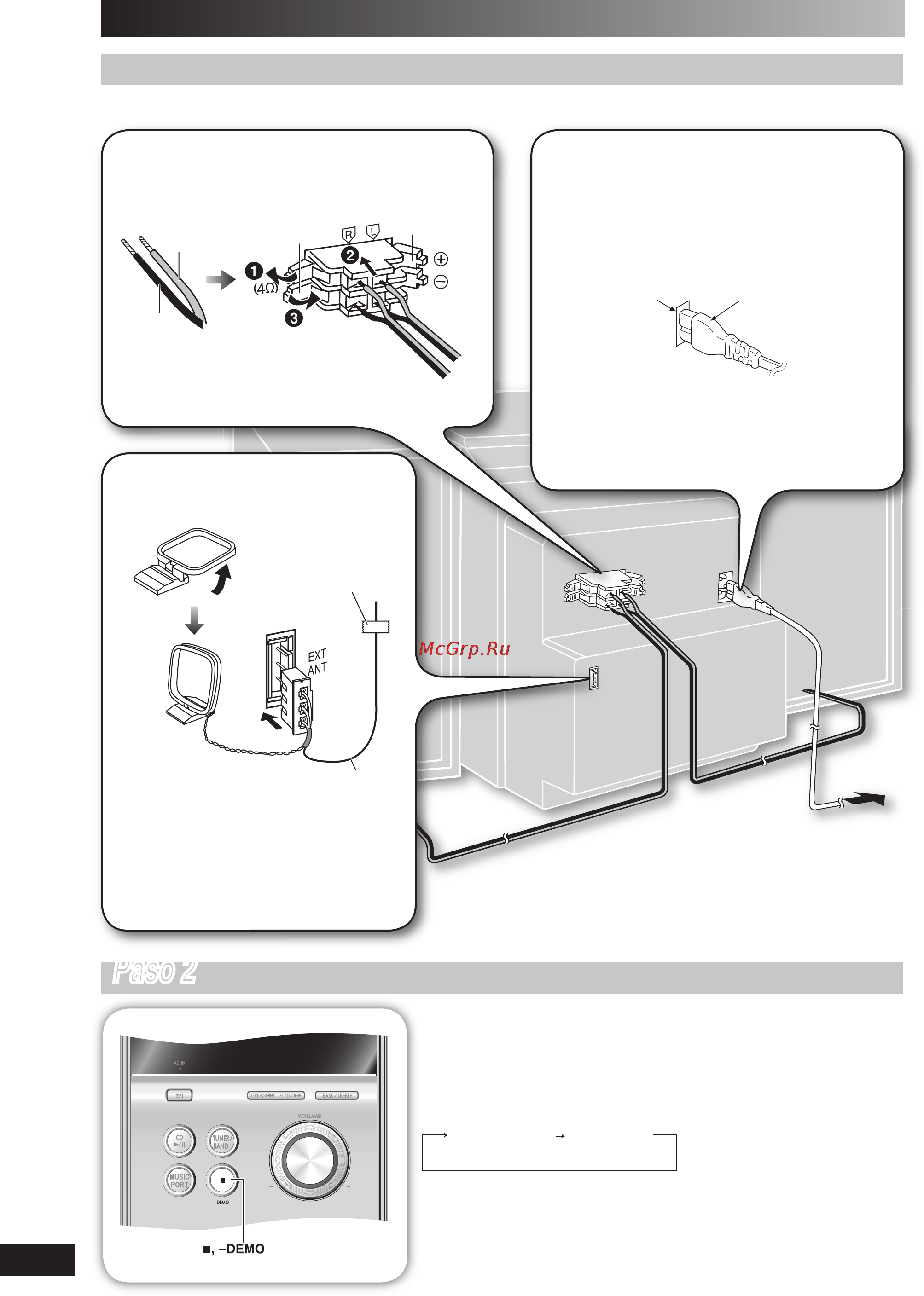 Panasonic SC-PM4 [4/52] Conecte los cables de los altavoces