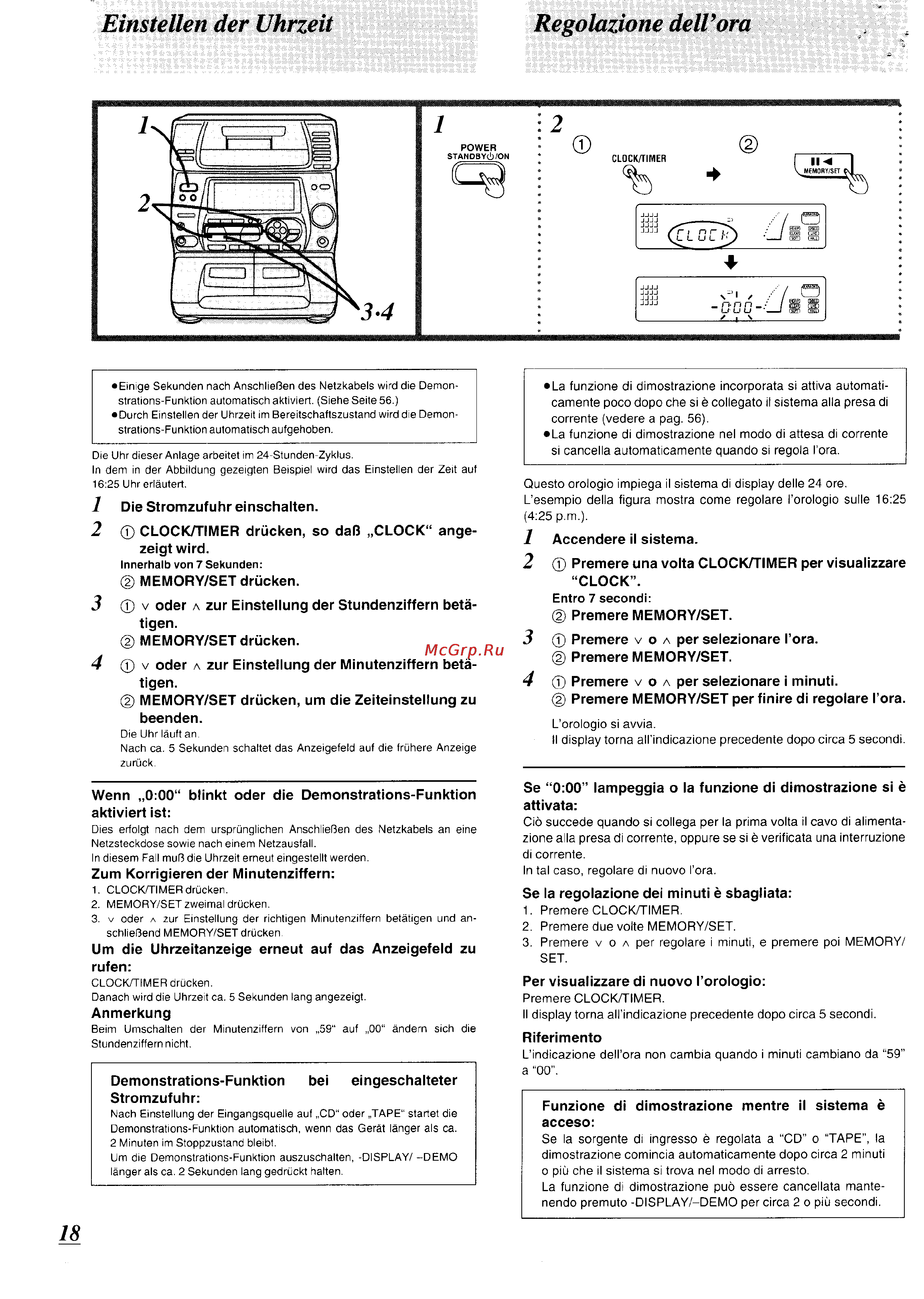 Panasonic SC-CH74 [17/103] Einstellen der uhrzeit regolazione dell ora
