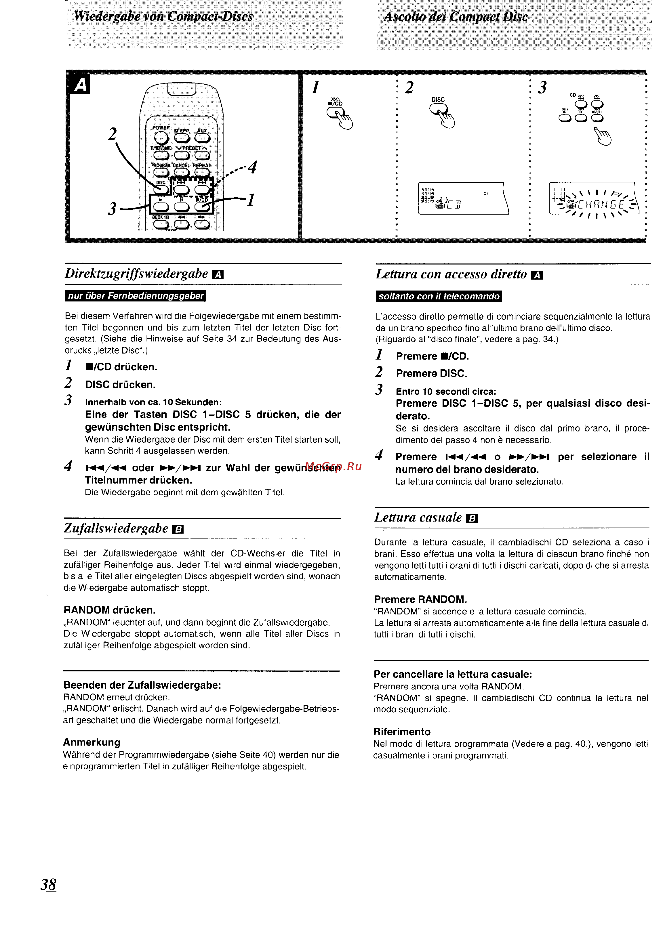 Panasonic SC-CH74 [34/103] Direktzugriffswiedergabe lettura con accesso dirett