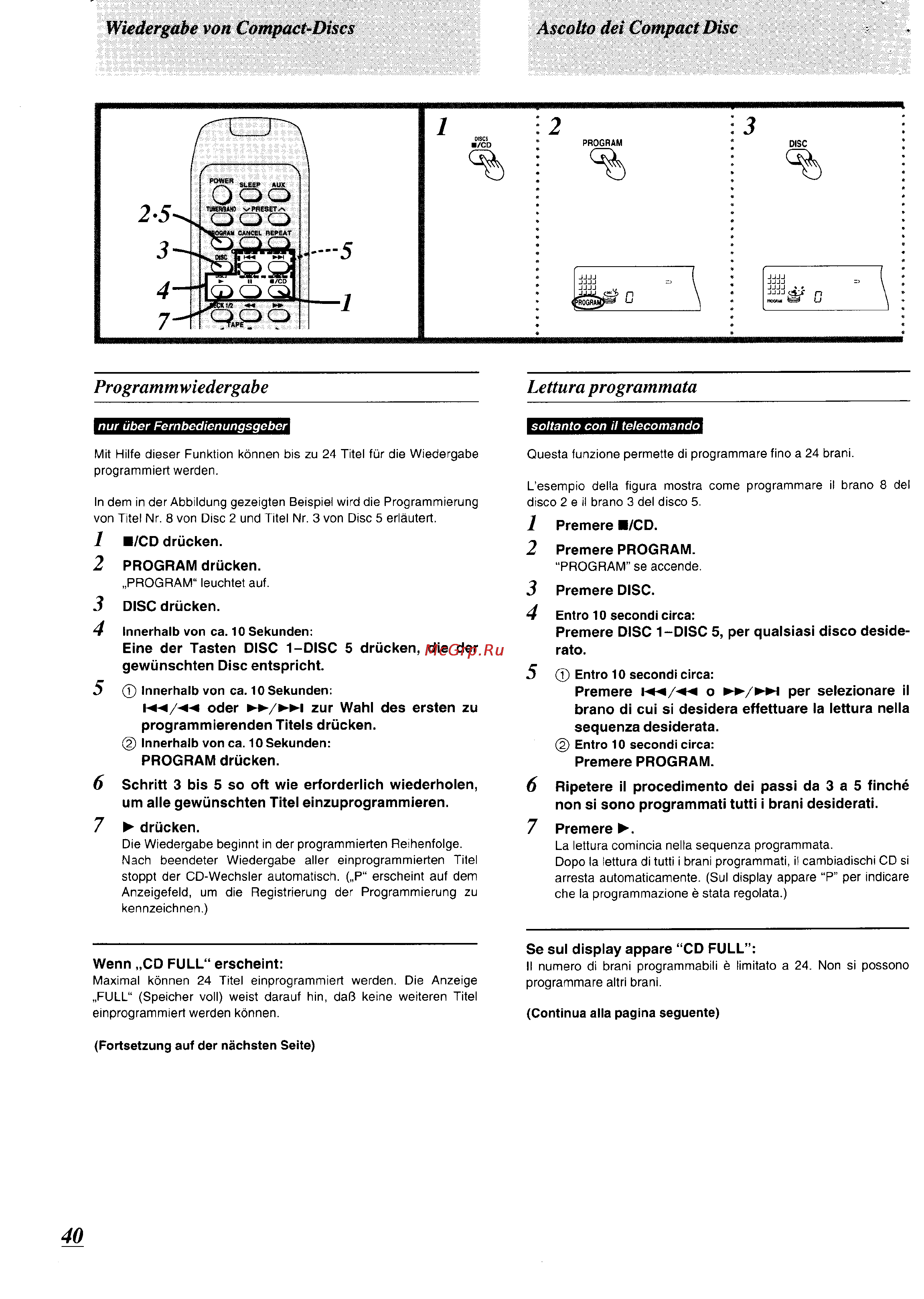 Panasonic SC-CH74 [36/103] Programm wiedergabe lettura programmata