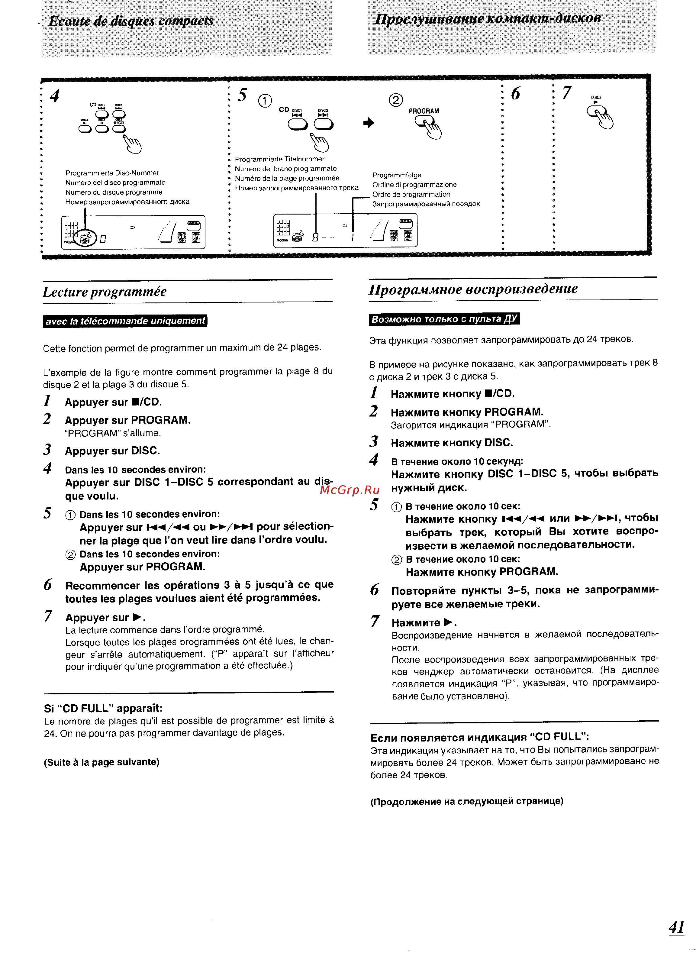 Panasonic SC-CH74 [37/103] Ecoute de disques compacts прослушивание компакт дисков