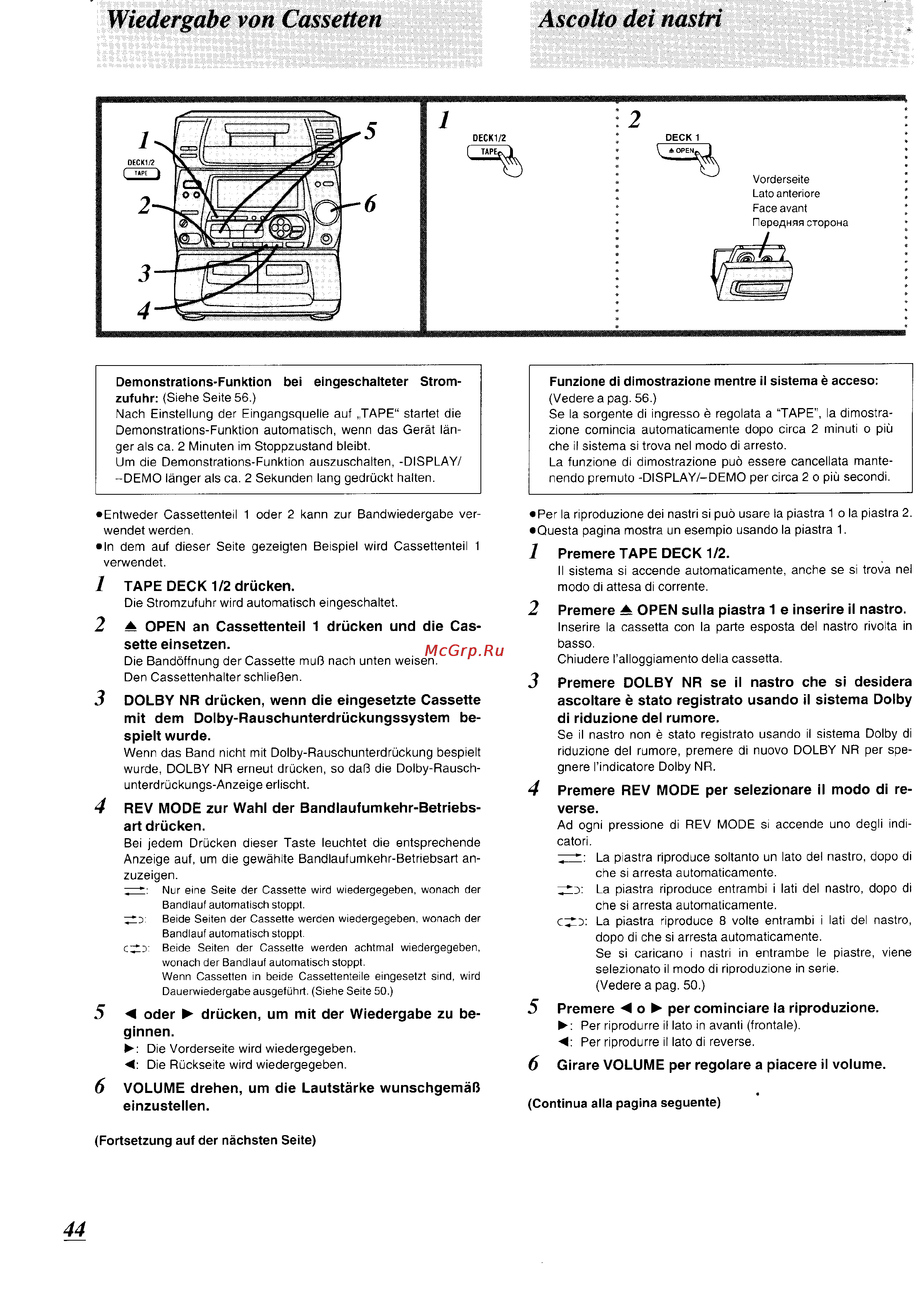 Panasonic SC-CH74 [40/103] Funzione di dimostrazione mentre i sistema é acceso