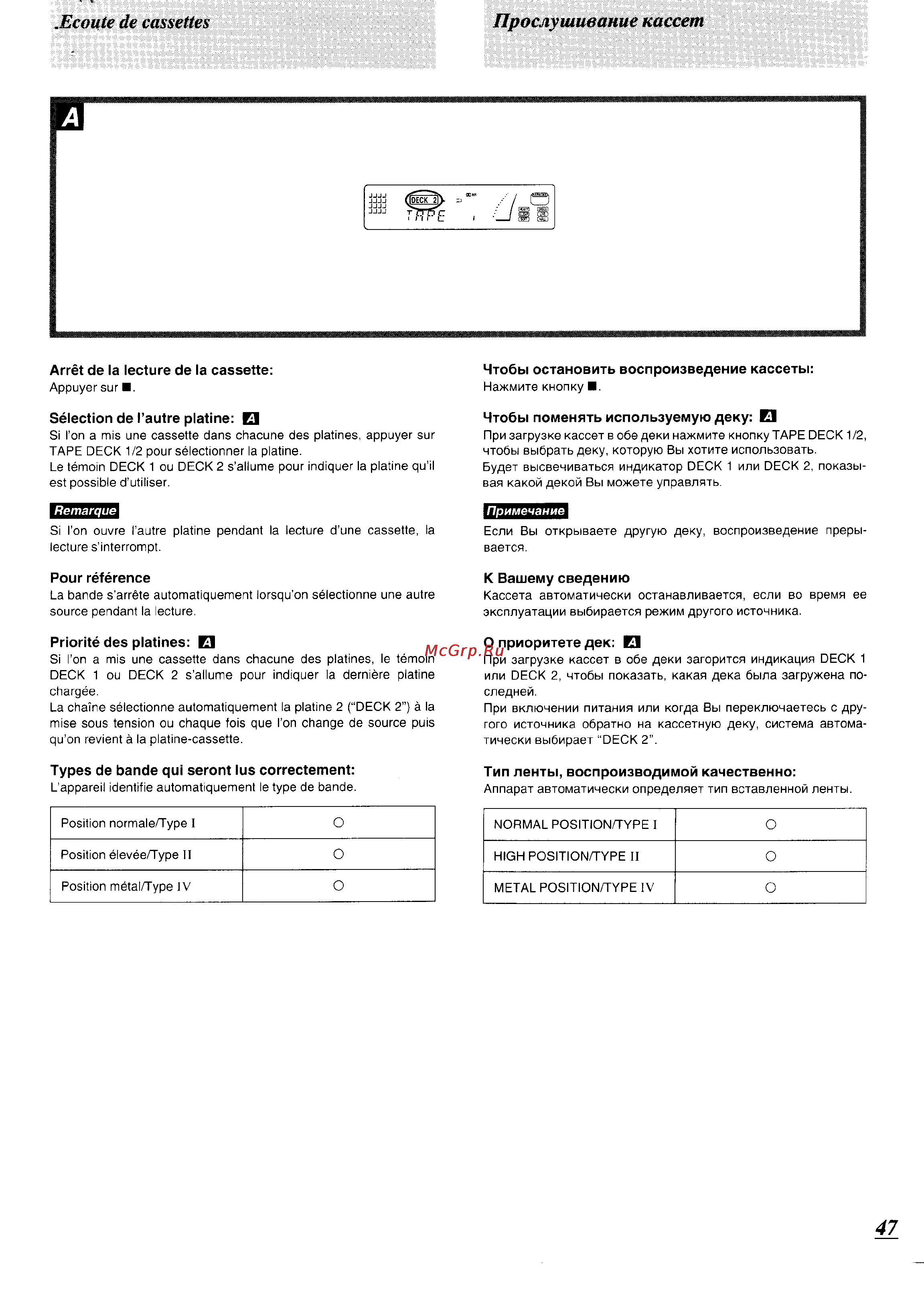 Panasonic SC-CH74 [43/103] Тип ленты воспроизводимой качественно