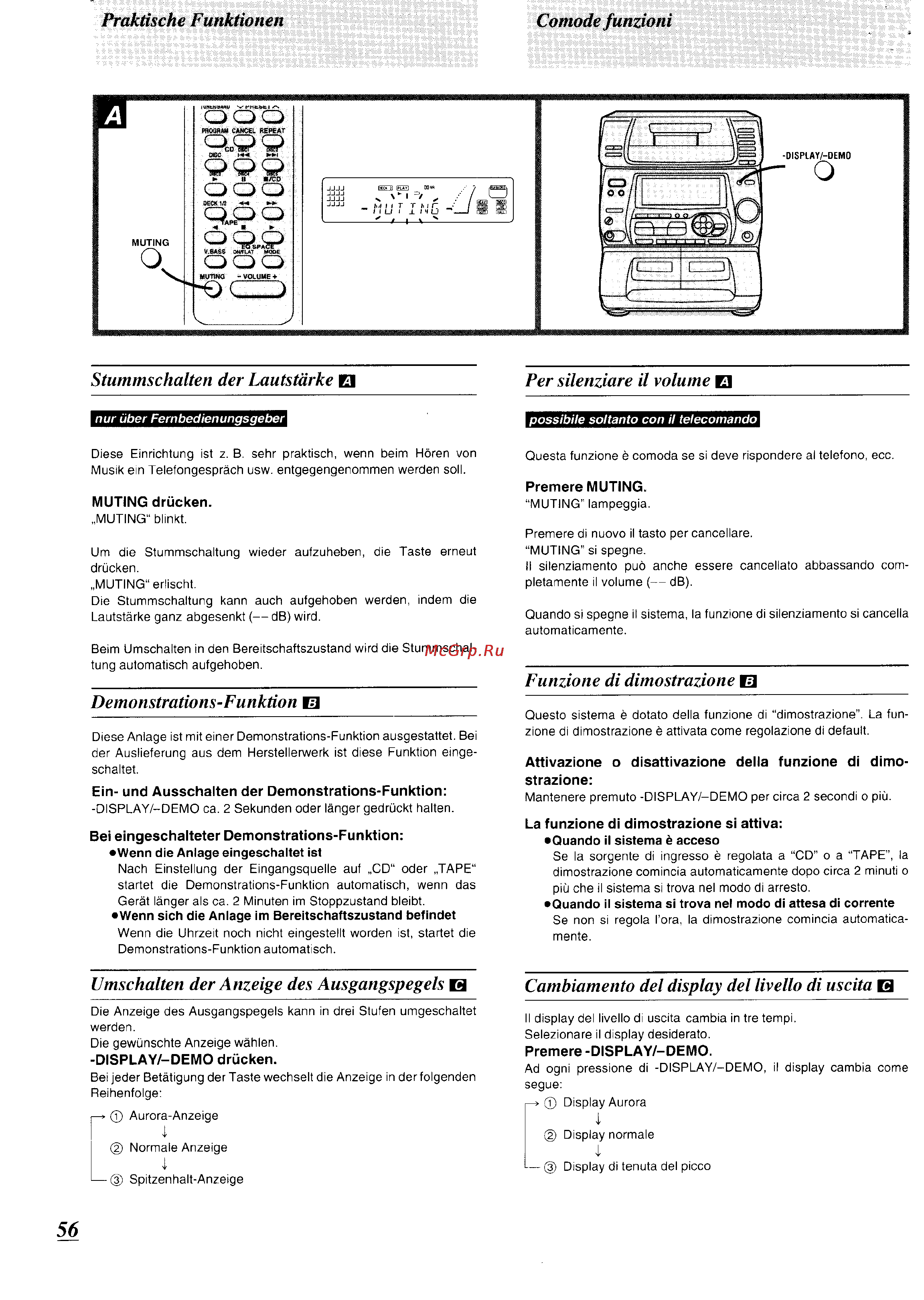 Panasonic SC-CH74 [52/103] Cambiamento del display del livello di uscit
