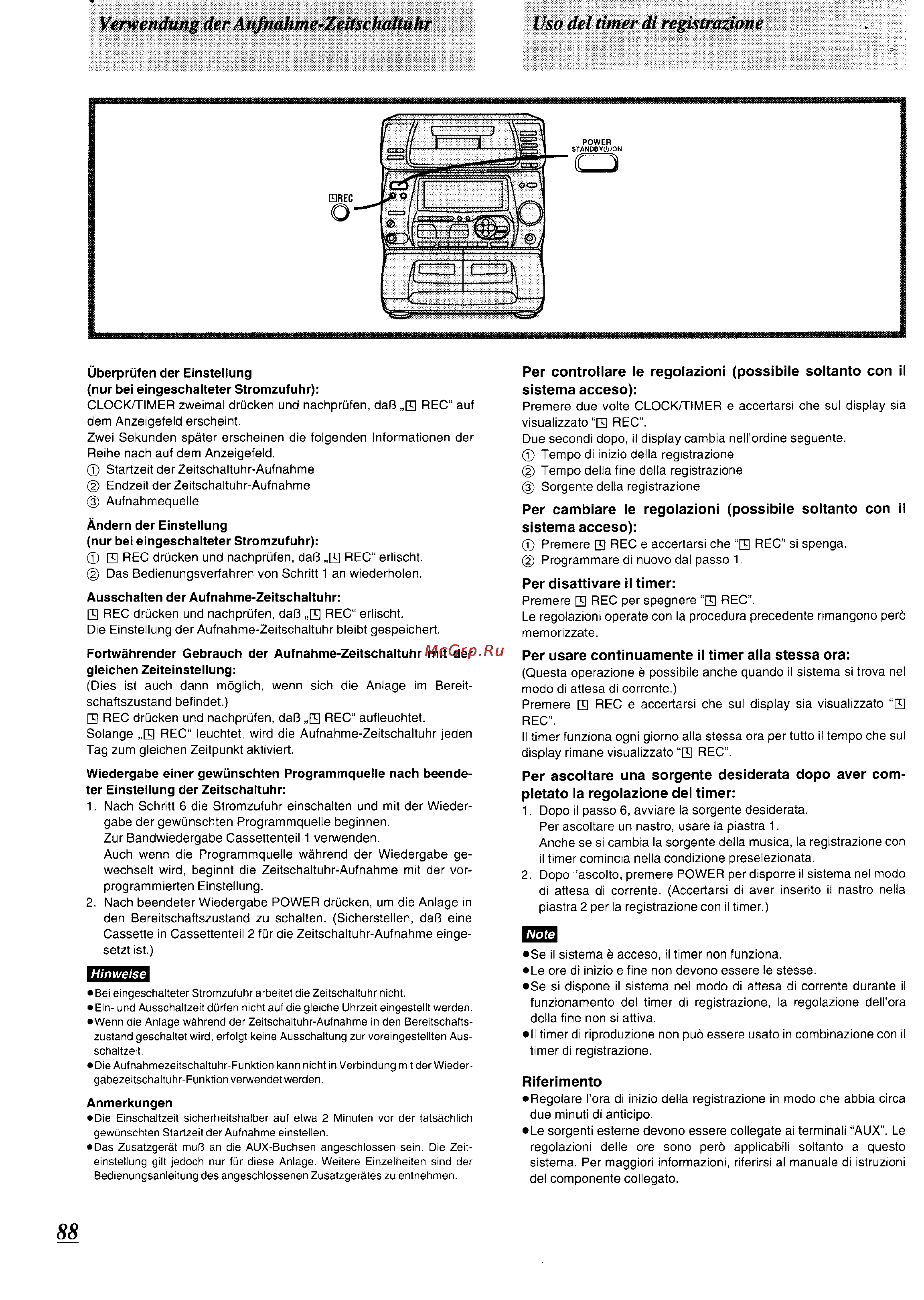 Panasonic SC-CH74 [83/103] Ausschalten der aufnahme zeitschaltuhr