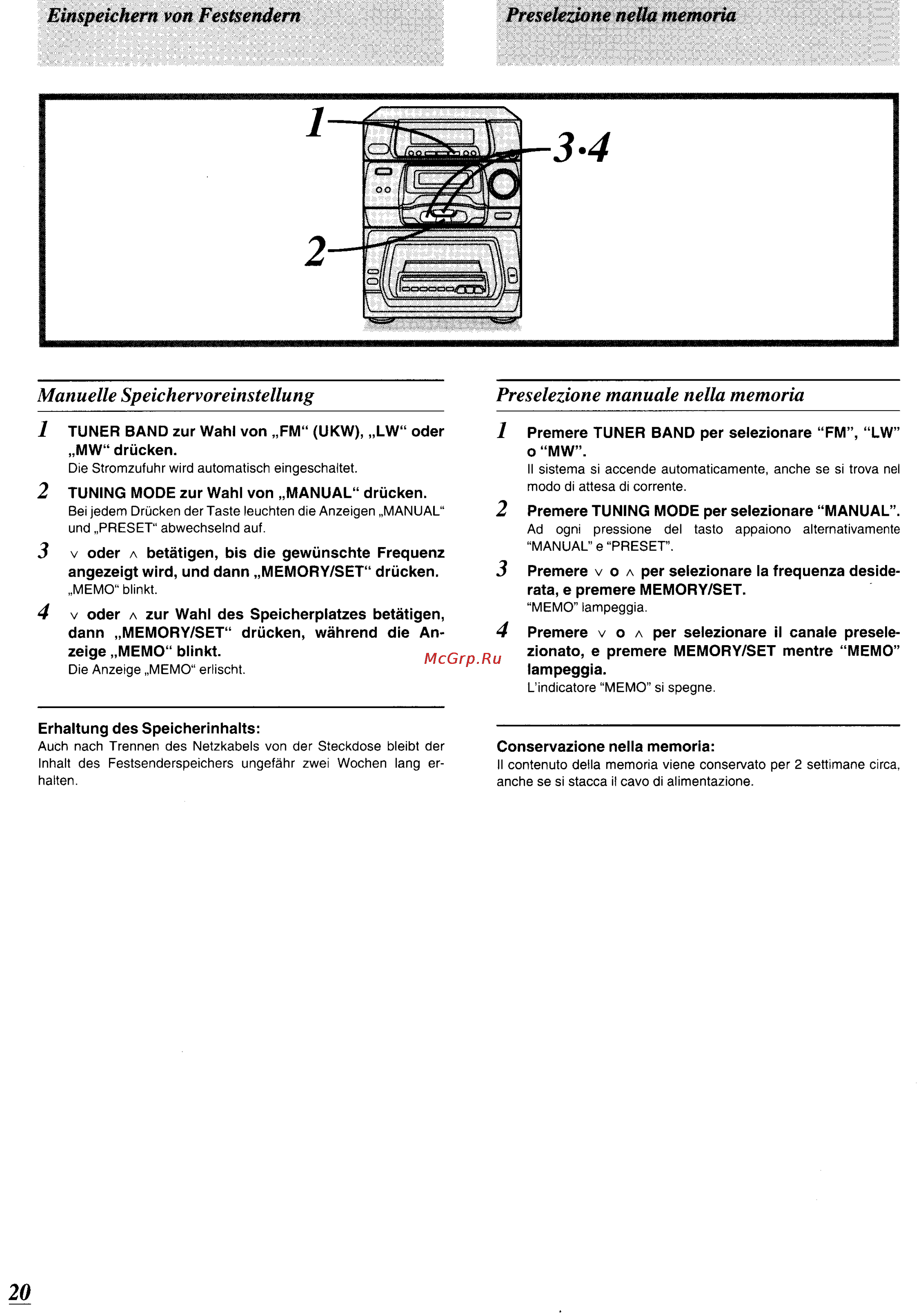 Panasonic SC-CH64M [19/100] Einspeichern von festsendem preselezione nella memoria