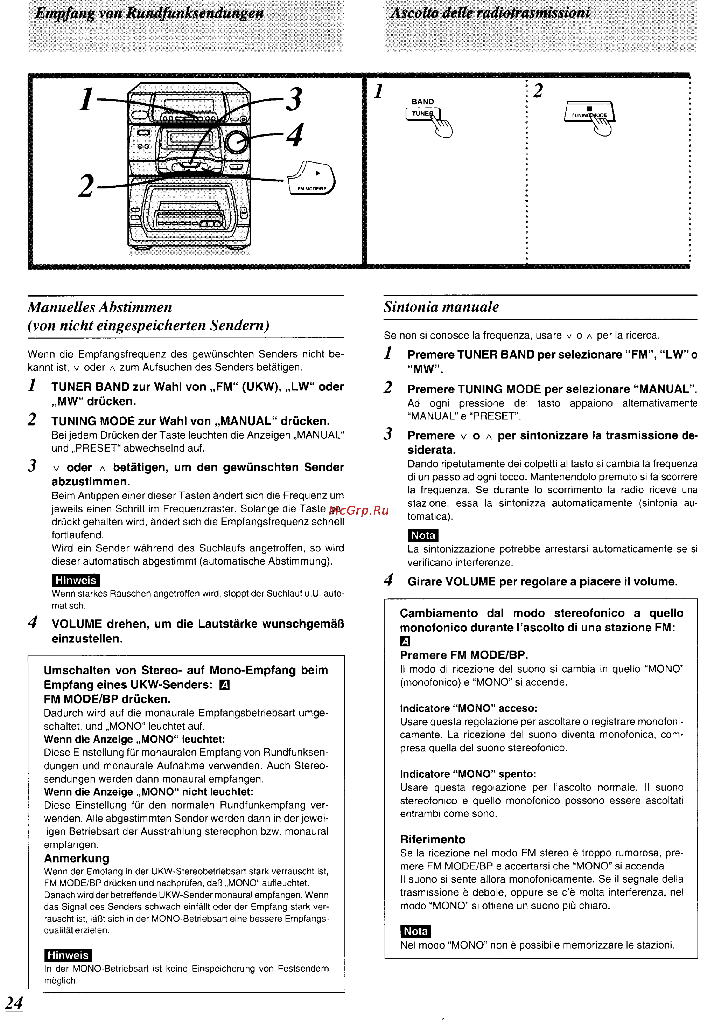 Panasonic SC-CH64M [23/100] Empfang von rundfunksendungen ascolto delle radiotrasmissioni