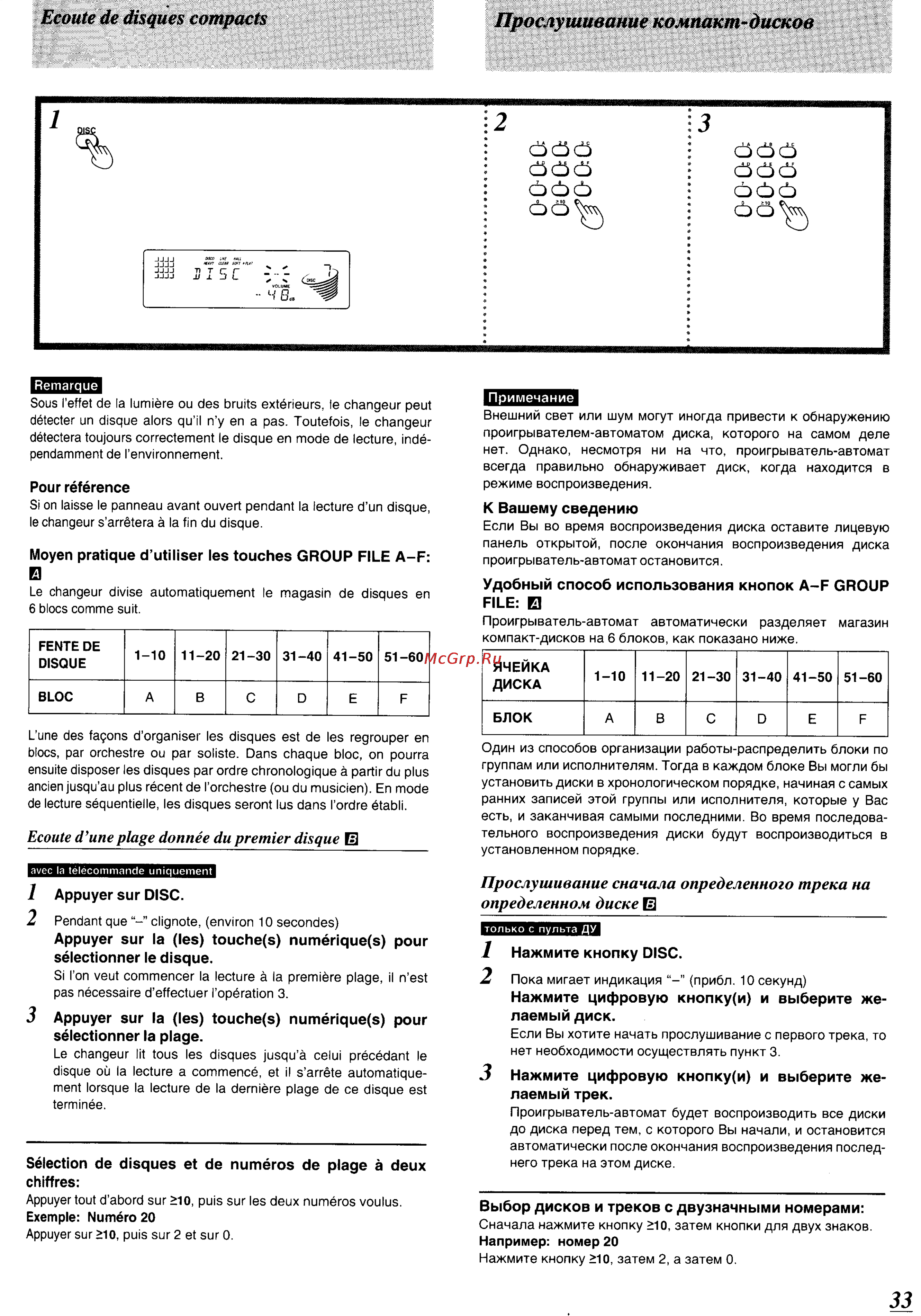 Panasonic SC-CH64M [29/100] Ecoute de disques compacts прослушивание компакт дисков